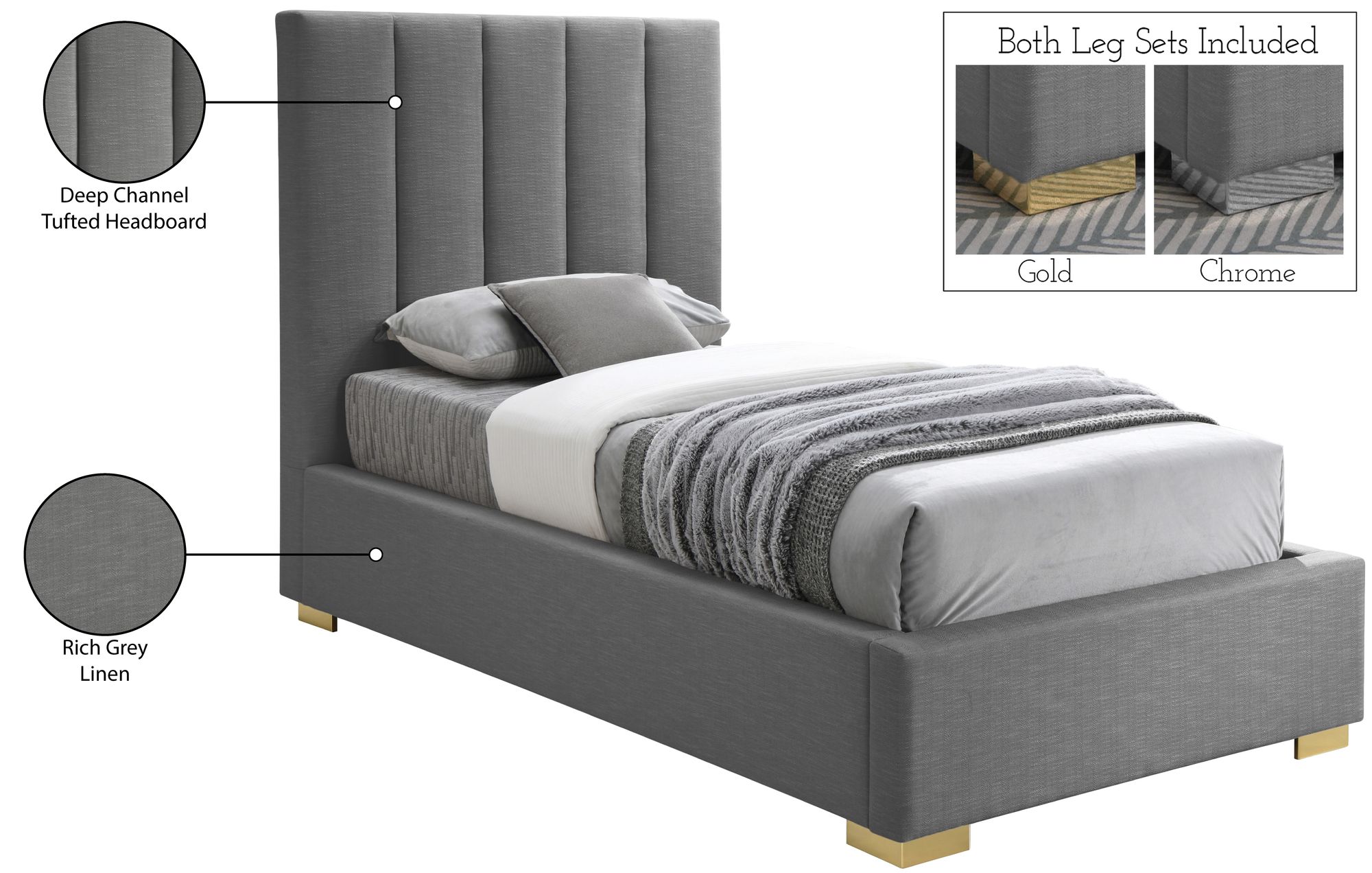 Pierce Linen Twin Size Bed