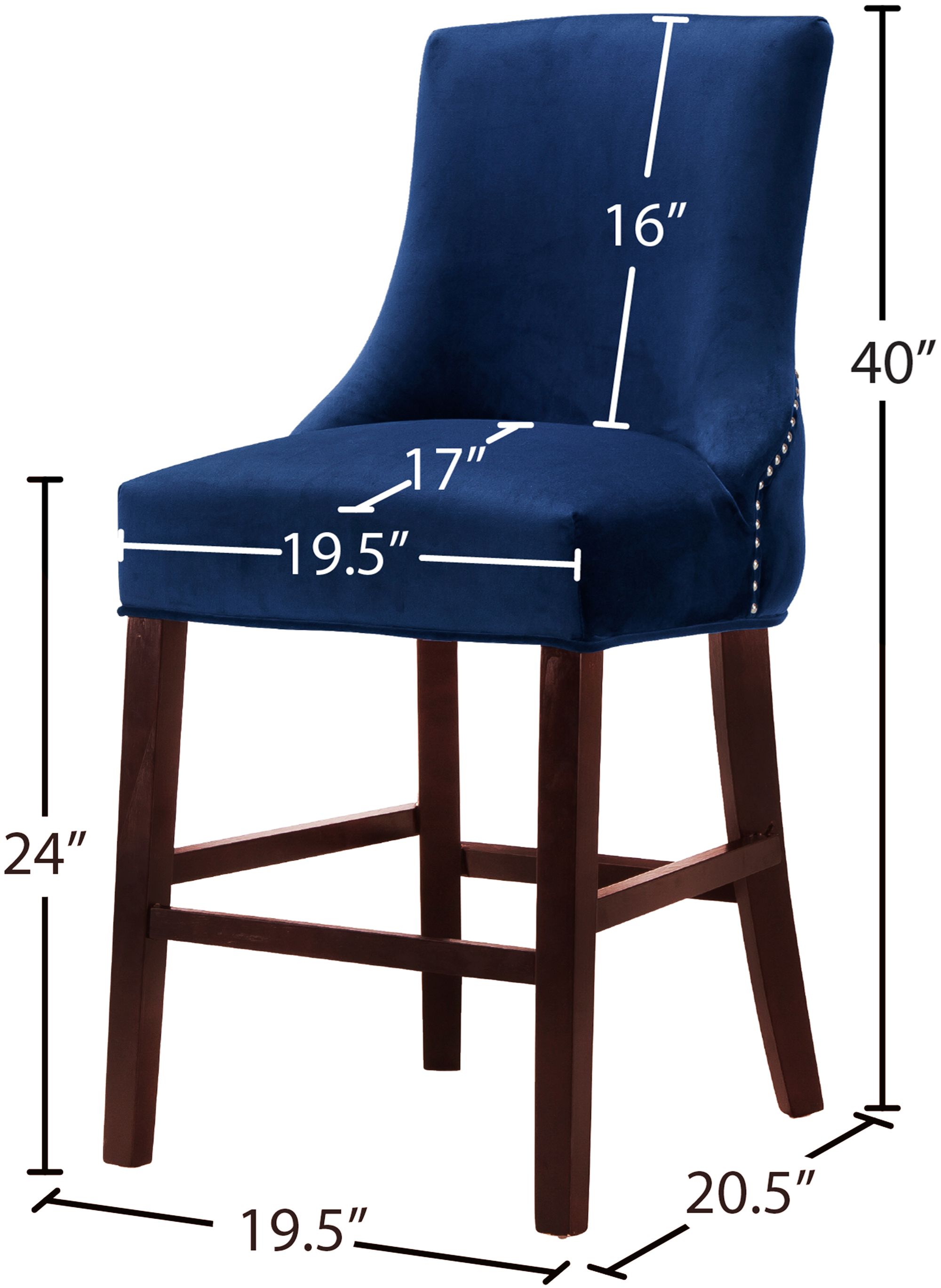 Hannah Velvet Counter Stool with Cherry Finish Wood Legs