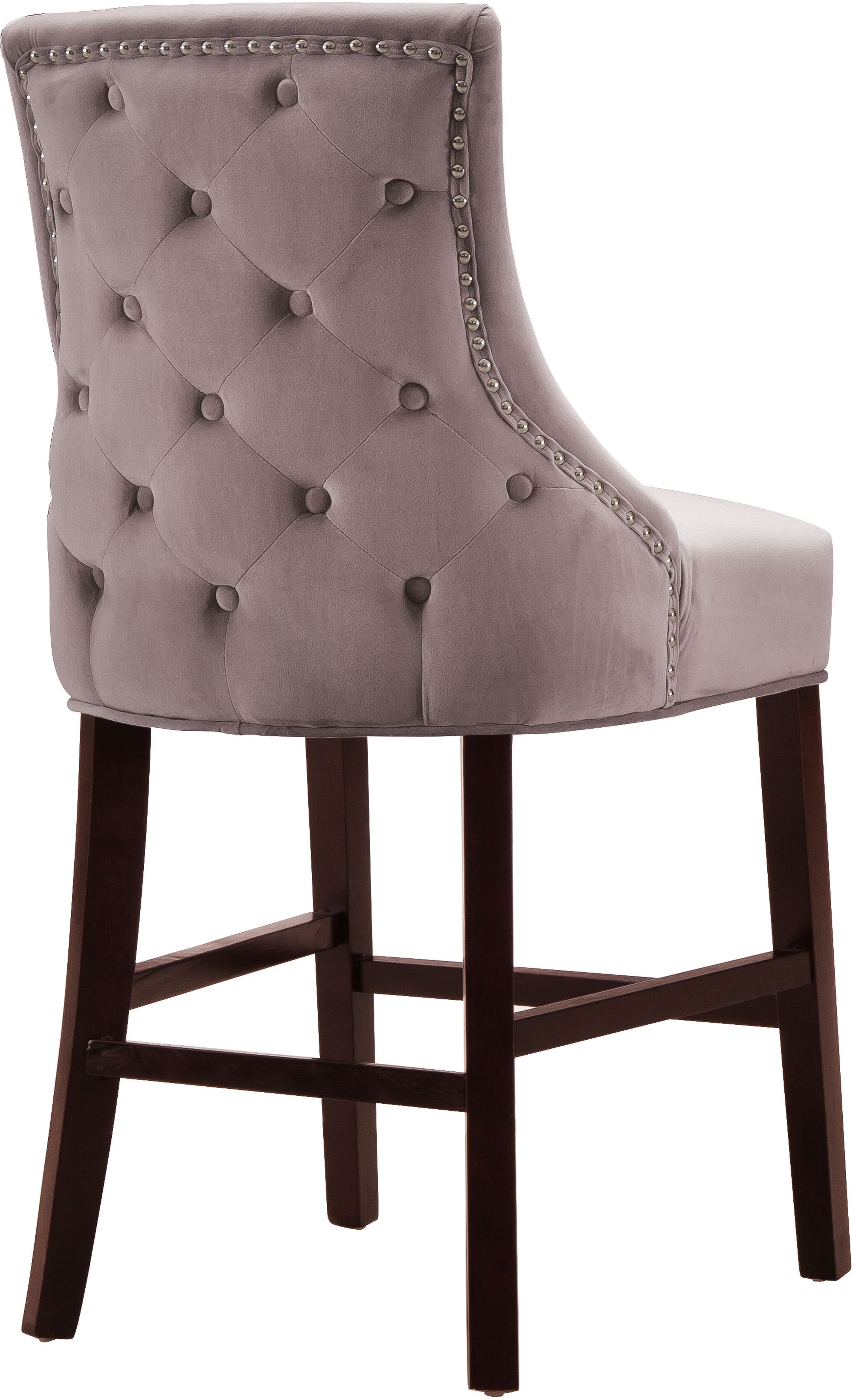 Hannah Velvet Counter Stool with Cherry Finish Wood Legs