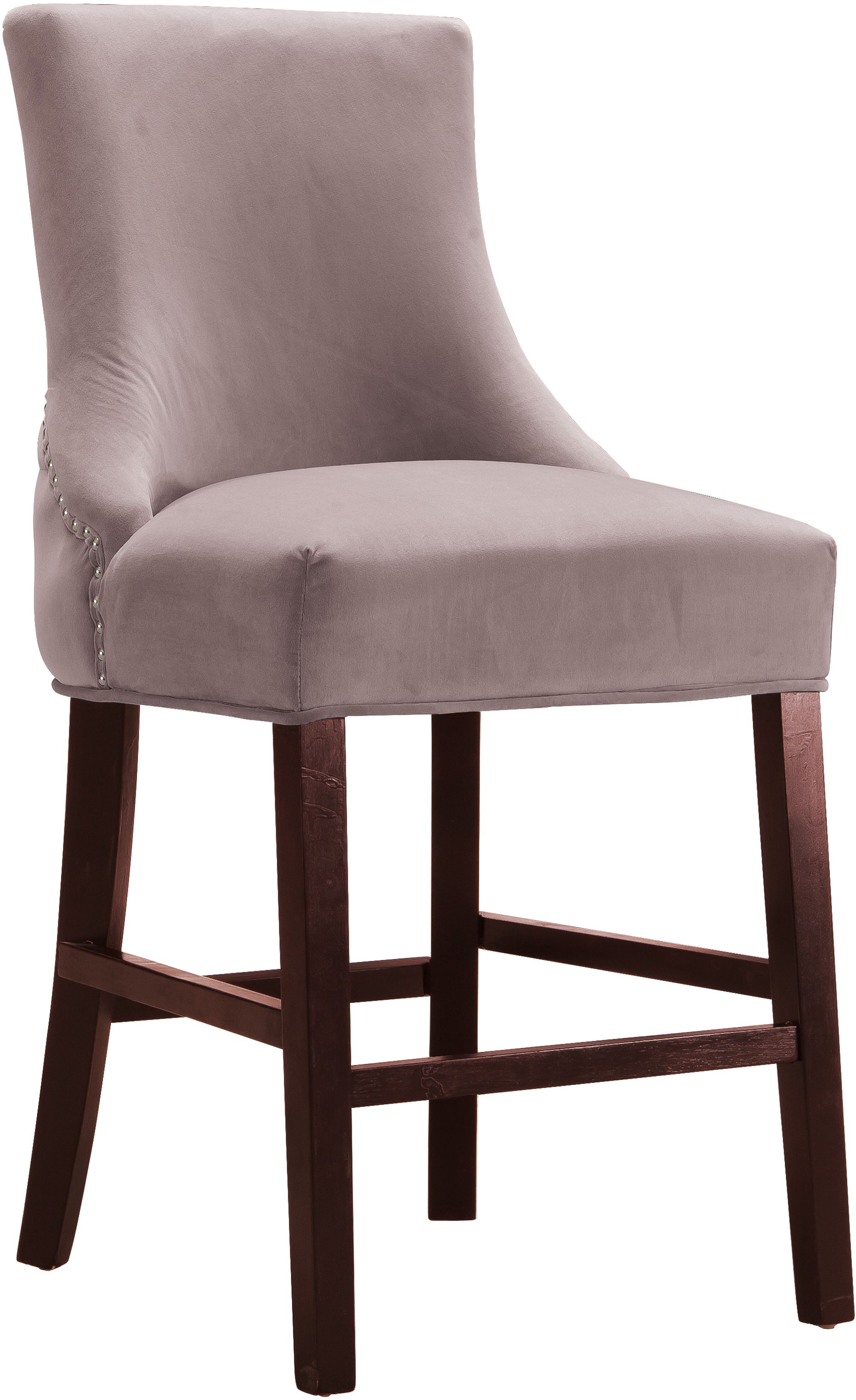 Hannah Velvet Counter Stool with Cherry Finish Wood Legs