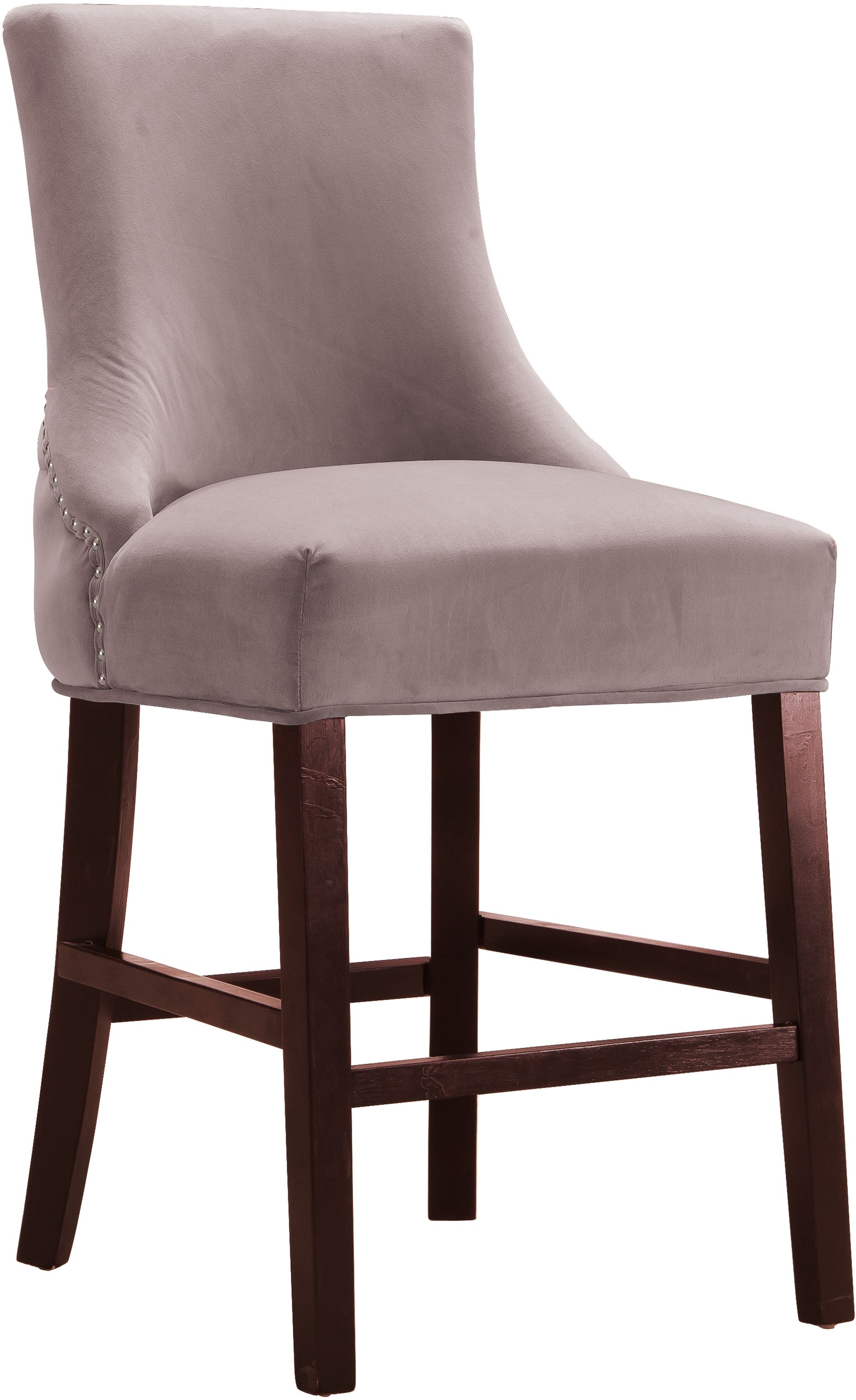 Hannah Velvet Counter Stool with Cherry Finish Wood Legs