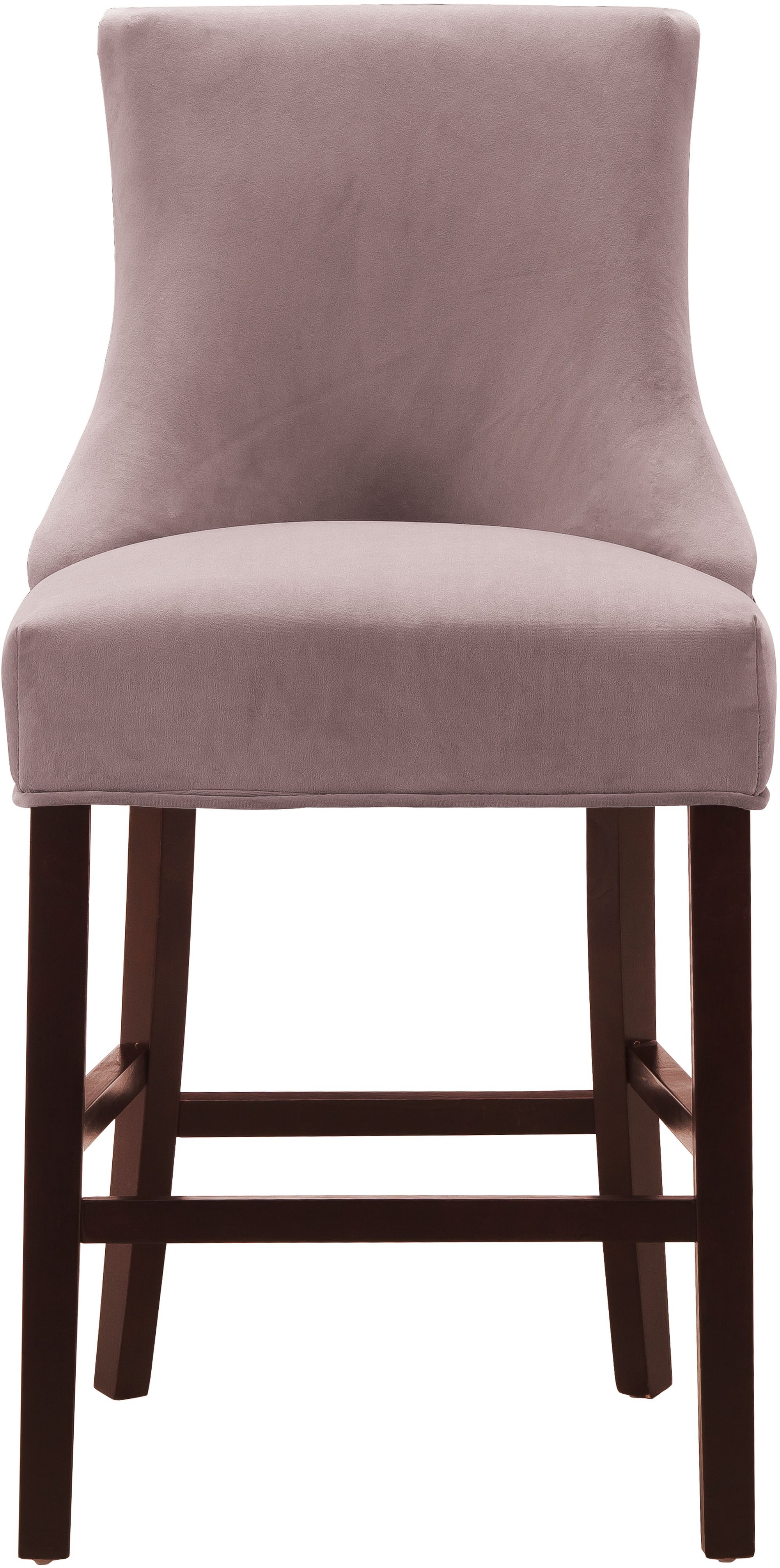 Hannah Velvet Counter Stool with Cherry Finish Wood Legs