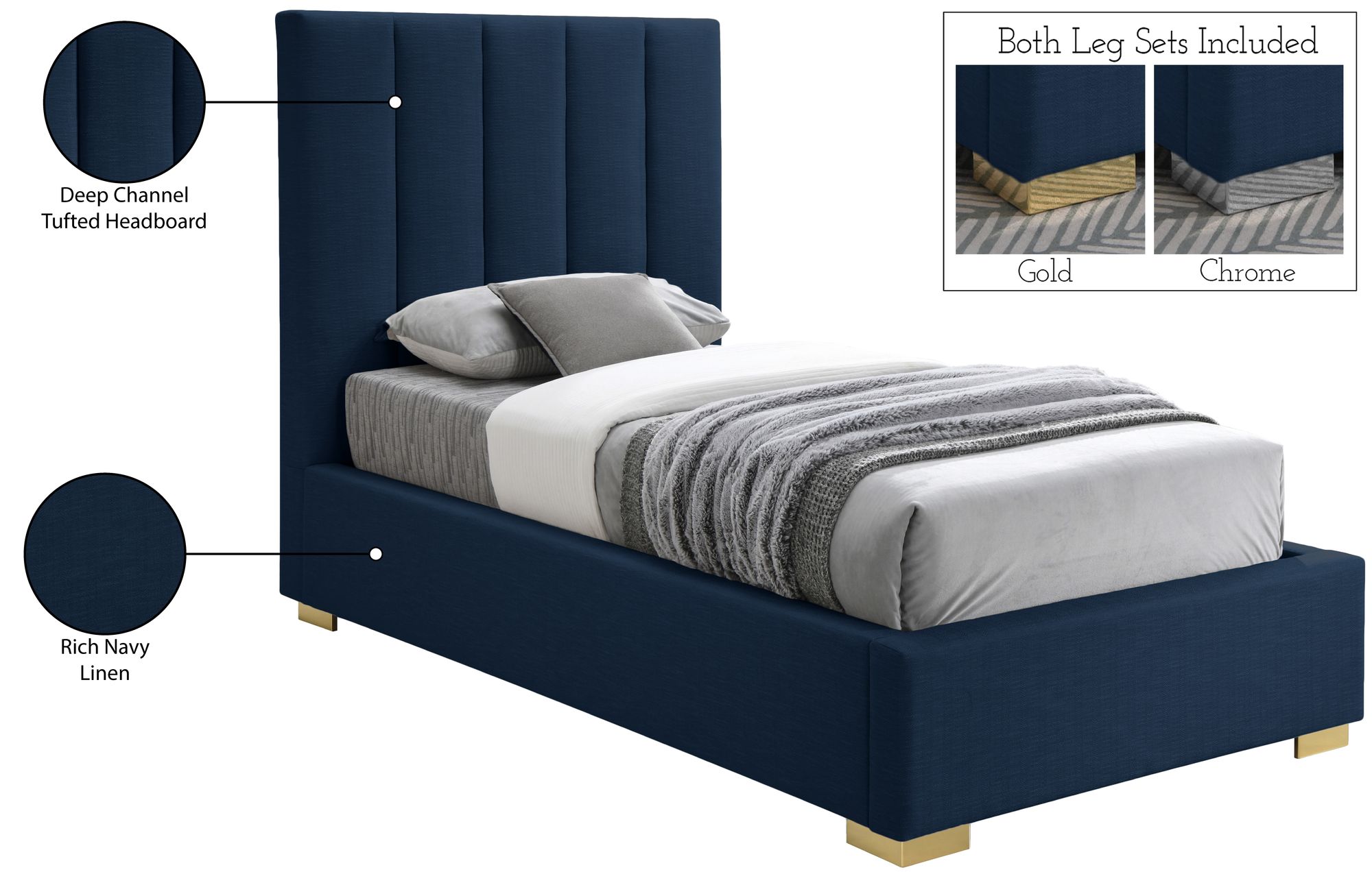 Pierce Linen Twin Size Bed