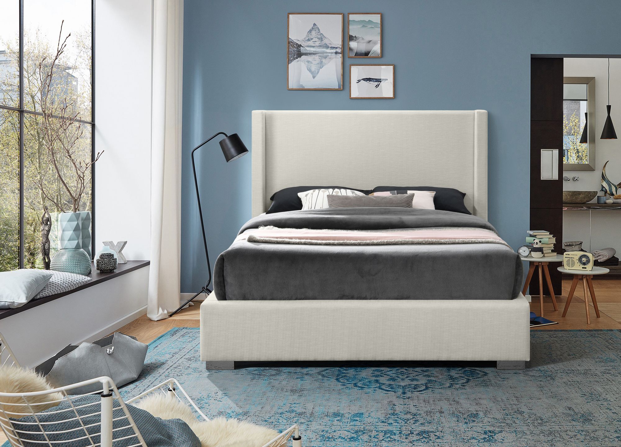 Royce Linen Fabric Queen Size Bed