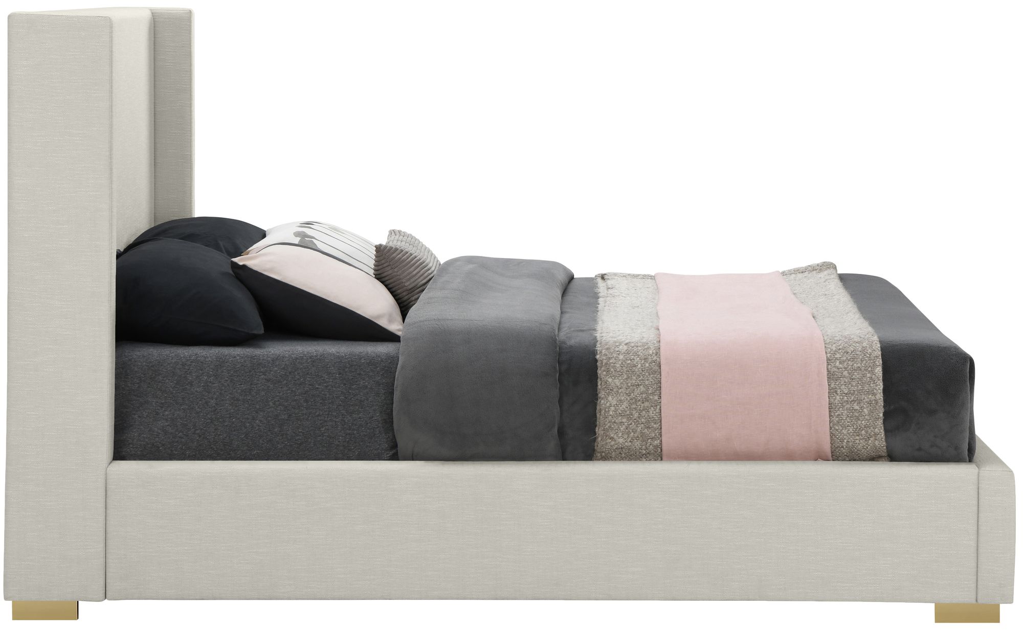 Royce Linen Fabric Queen Size Bed