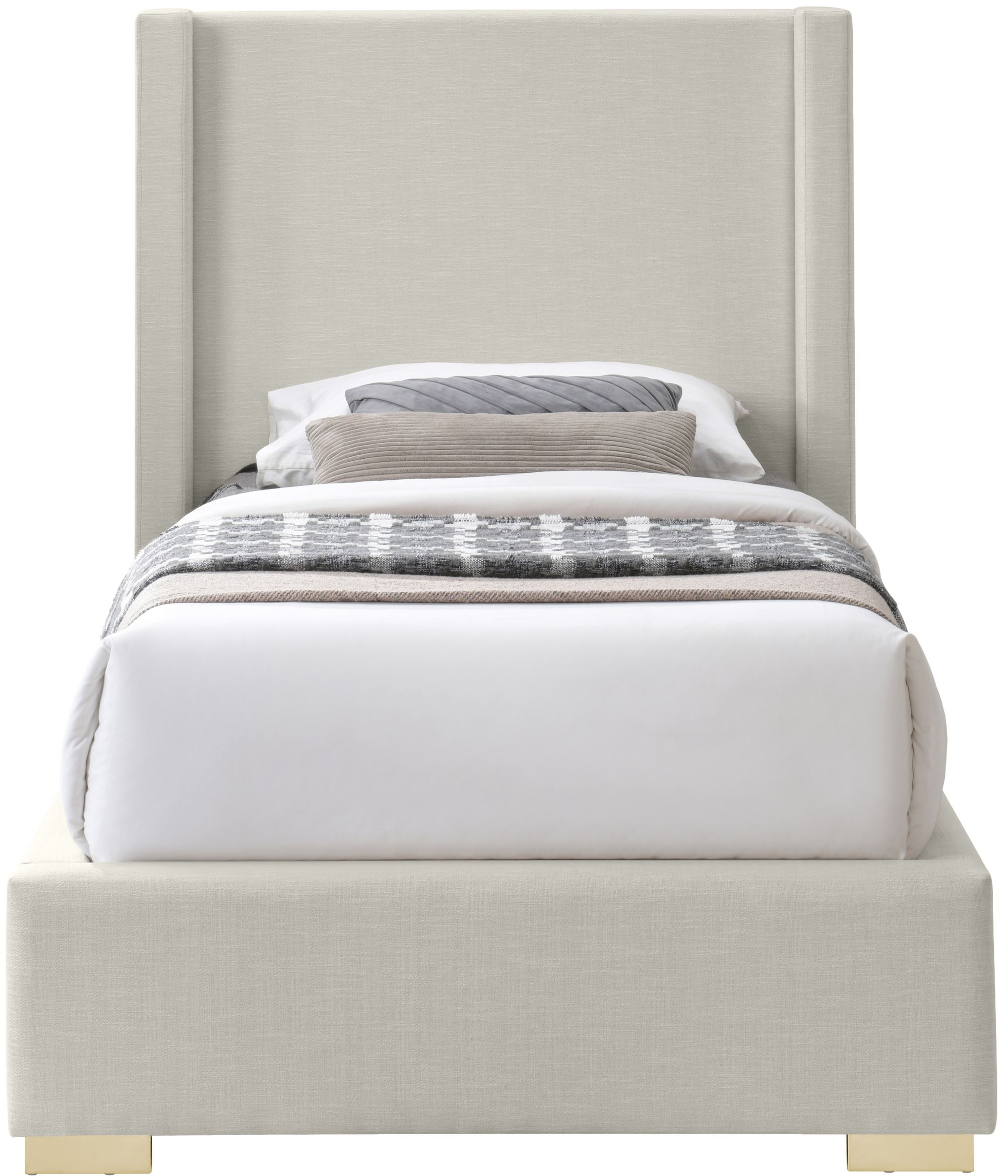 Royce Linen Fabric Twin Size Bed