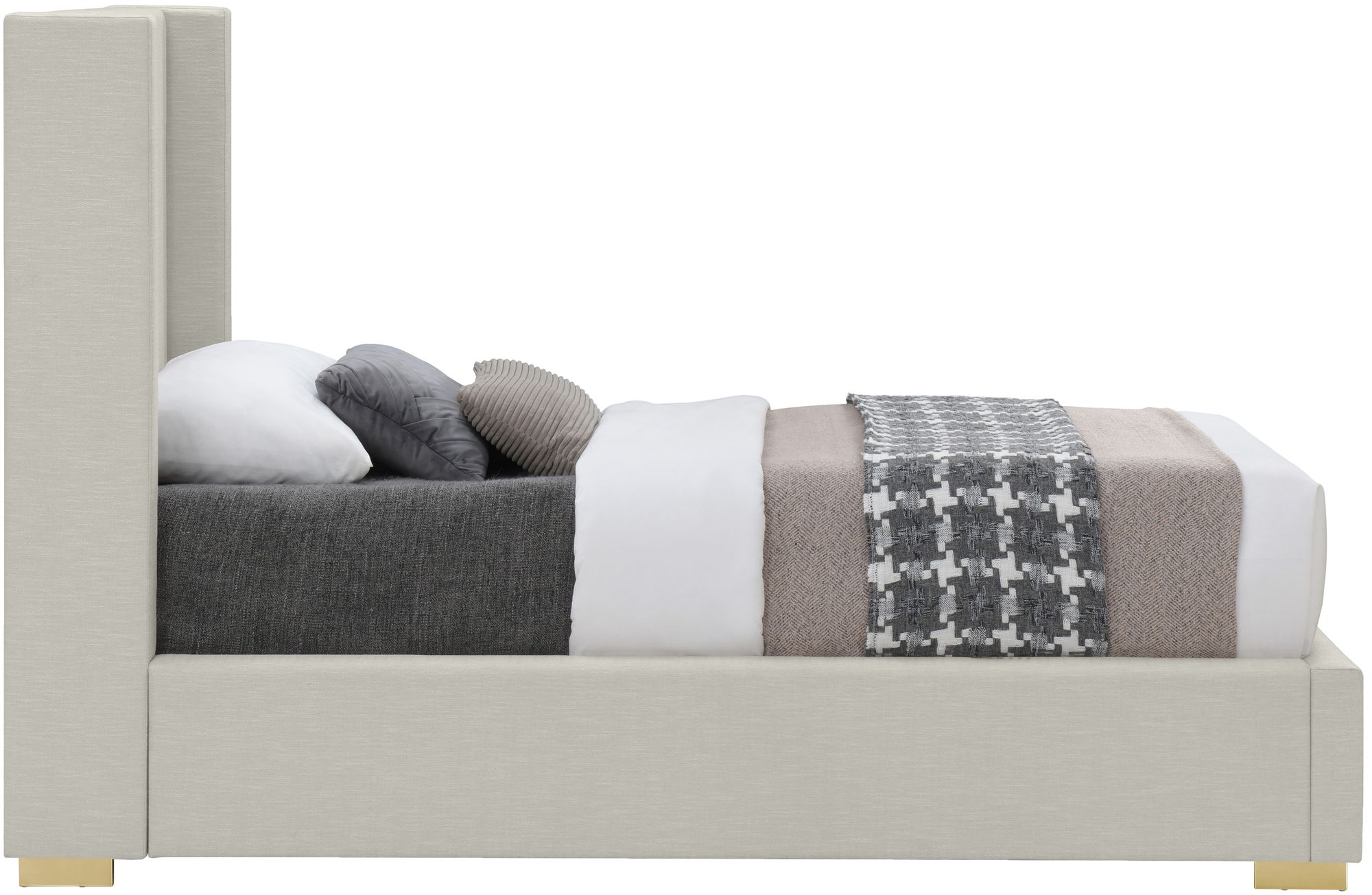 Royce Linen Fabric Twin Size Bed