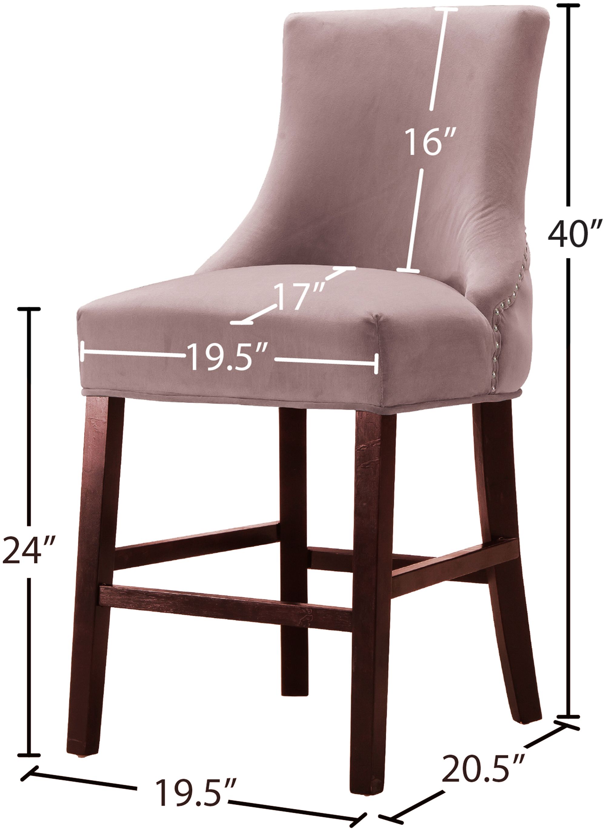 Hannah Velvet Counter Stool with Cherry Finish Wood Legs