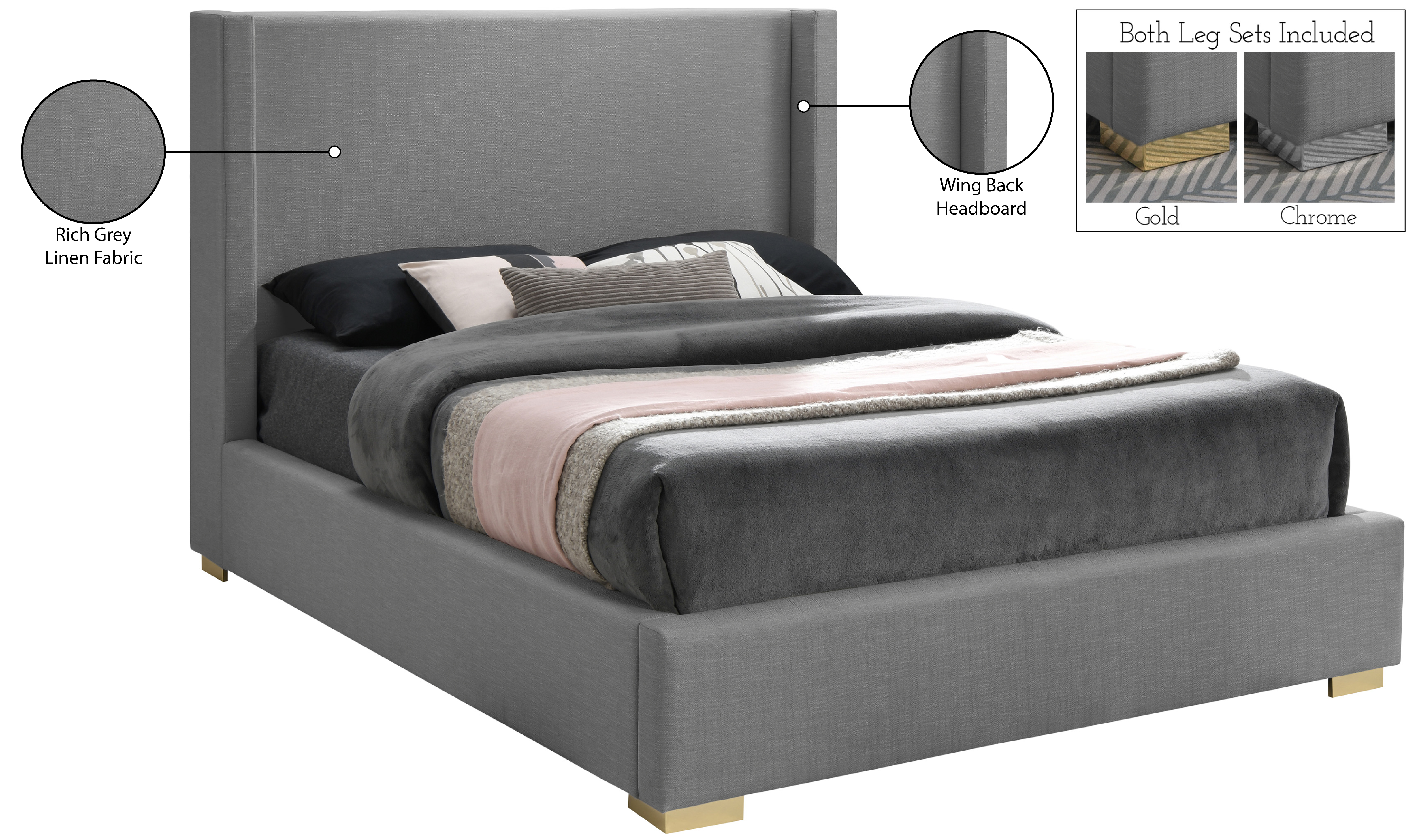 Royce Linen Fabric Bed