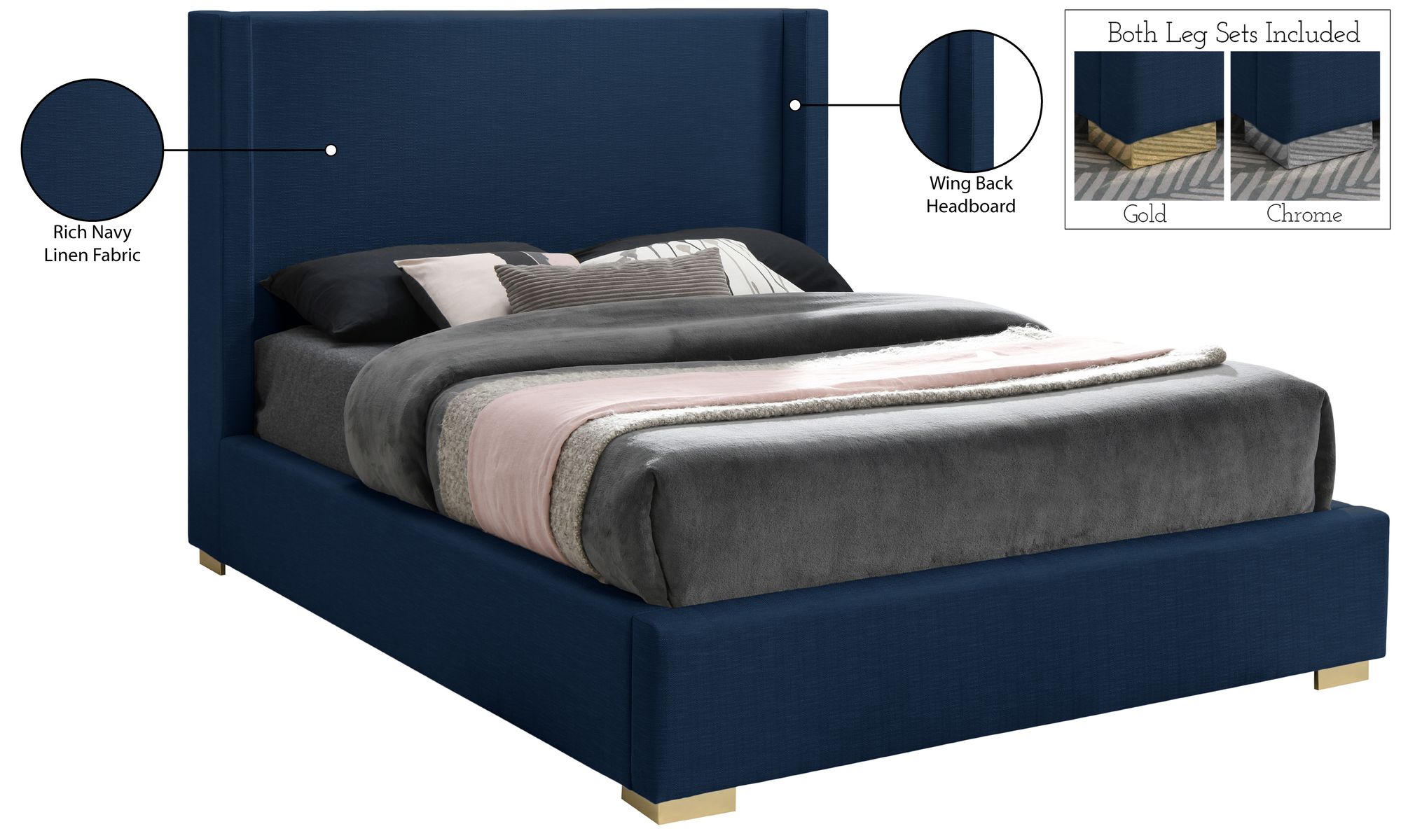 Royce Linen Fabric Full Size Bed