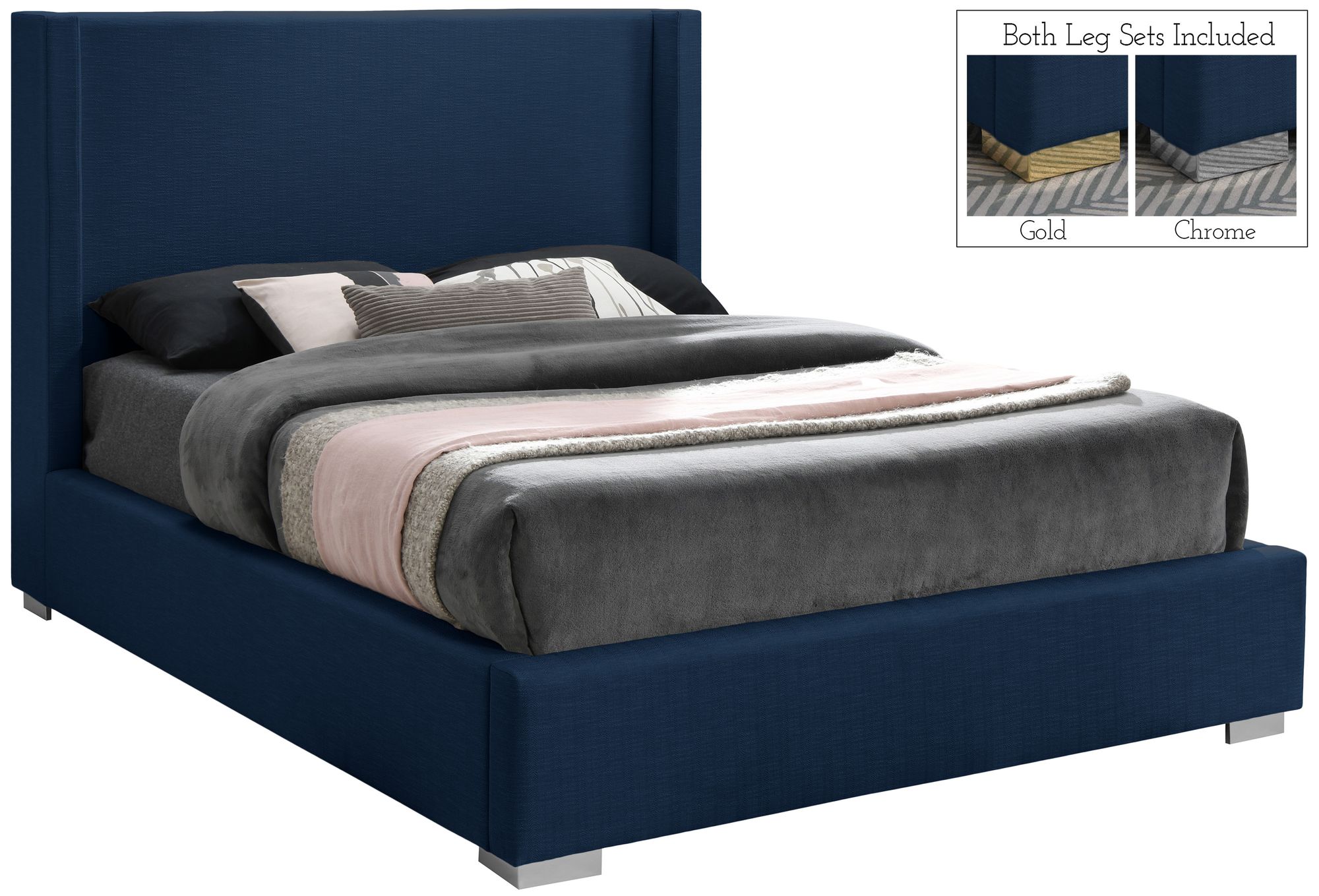 Royce Linen Fabric Queen Size Bed