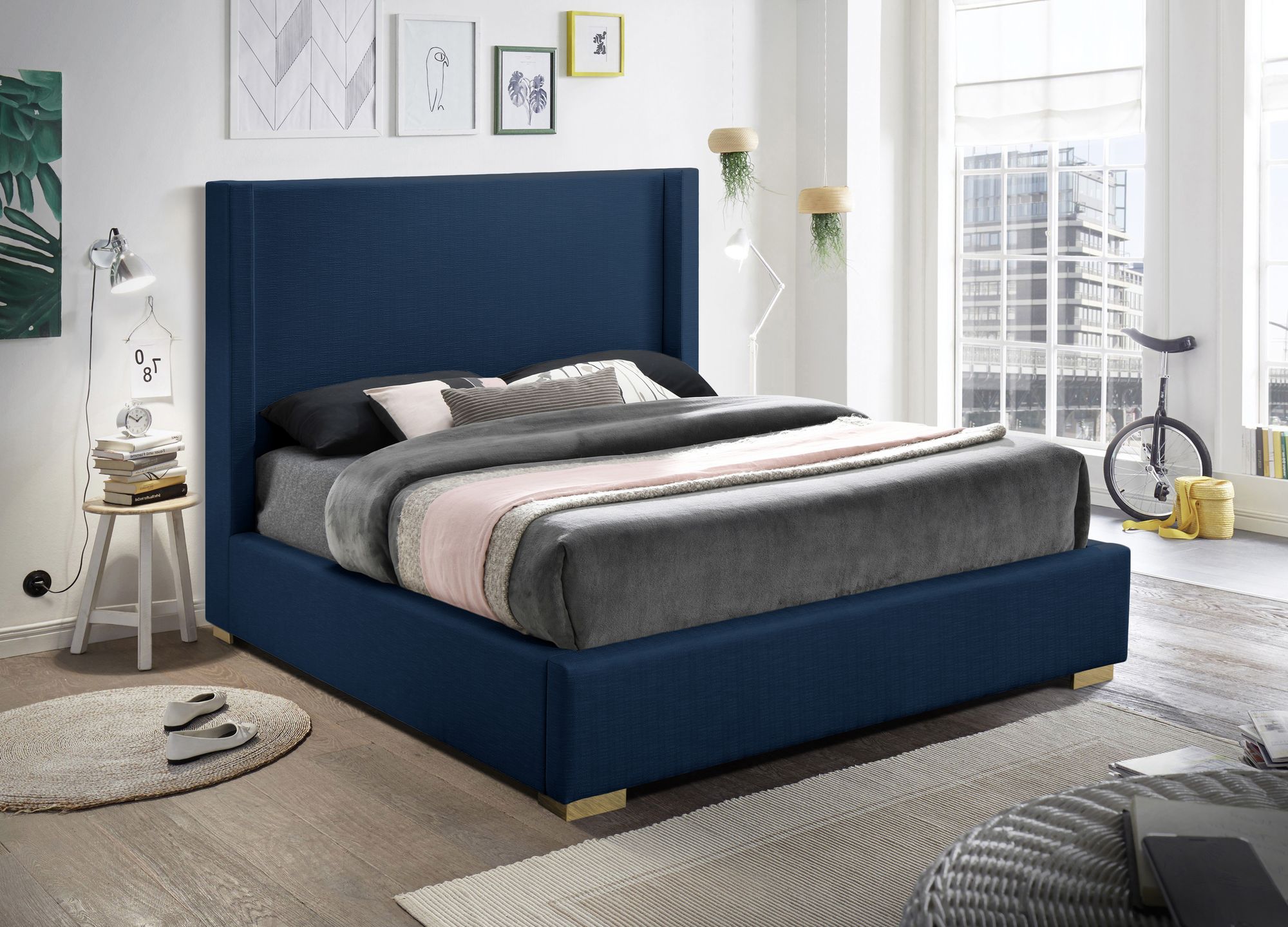 Royce Linen Fabric Queen Size Bed