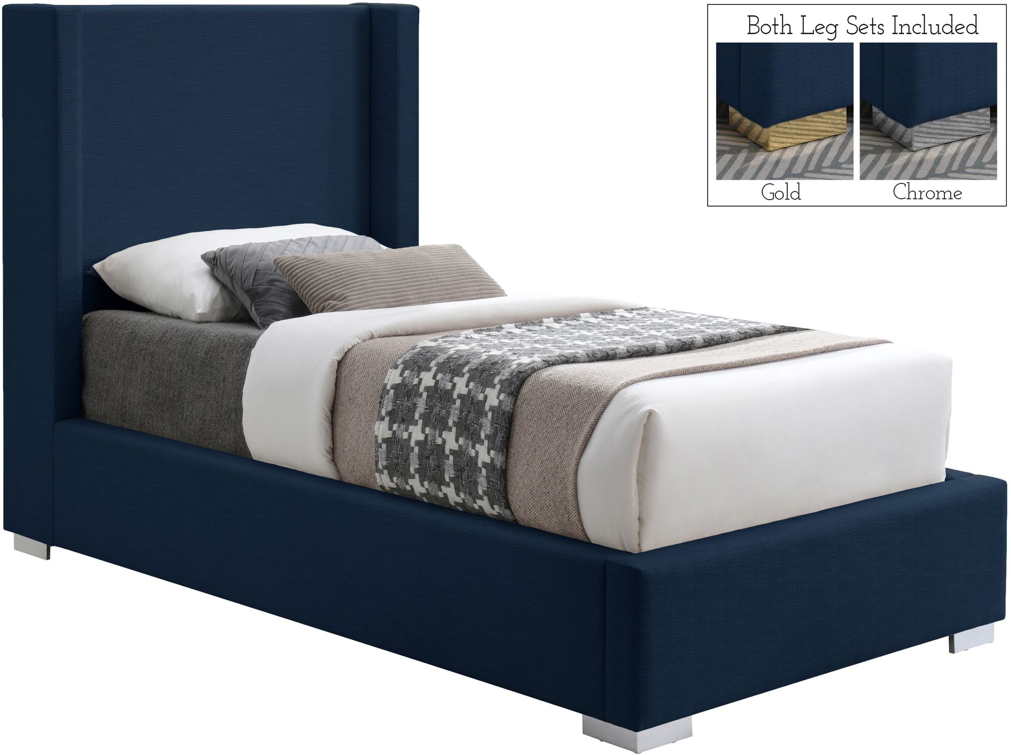 Royce Linen Fabric Twin Size Bed