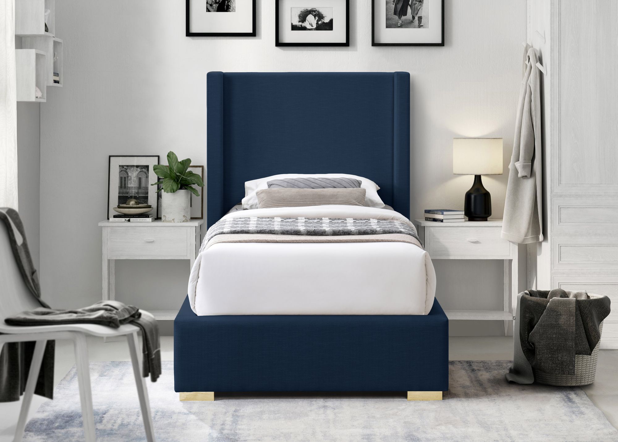 Royce Linen Fabric Twin Size Bed