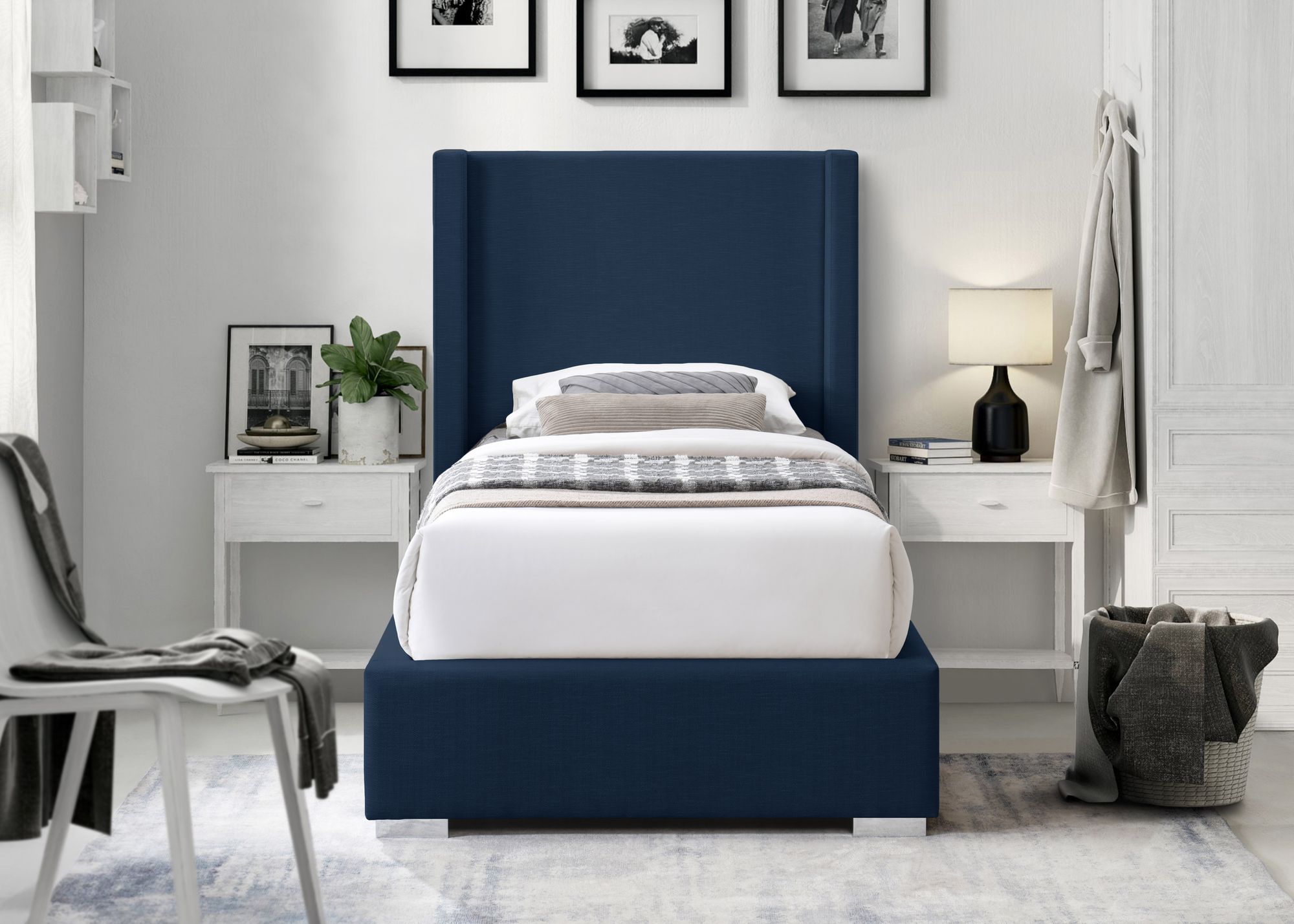 Royce Linen Fabric Twin Size Bed