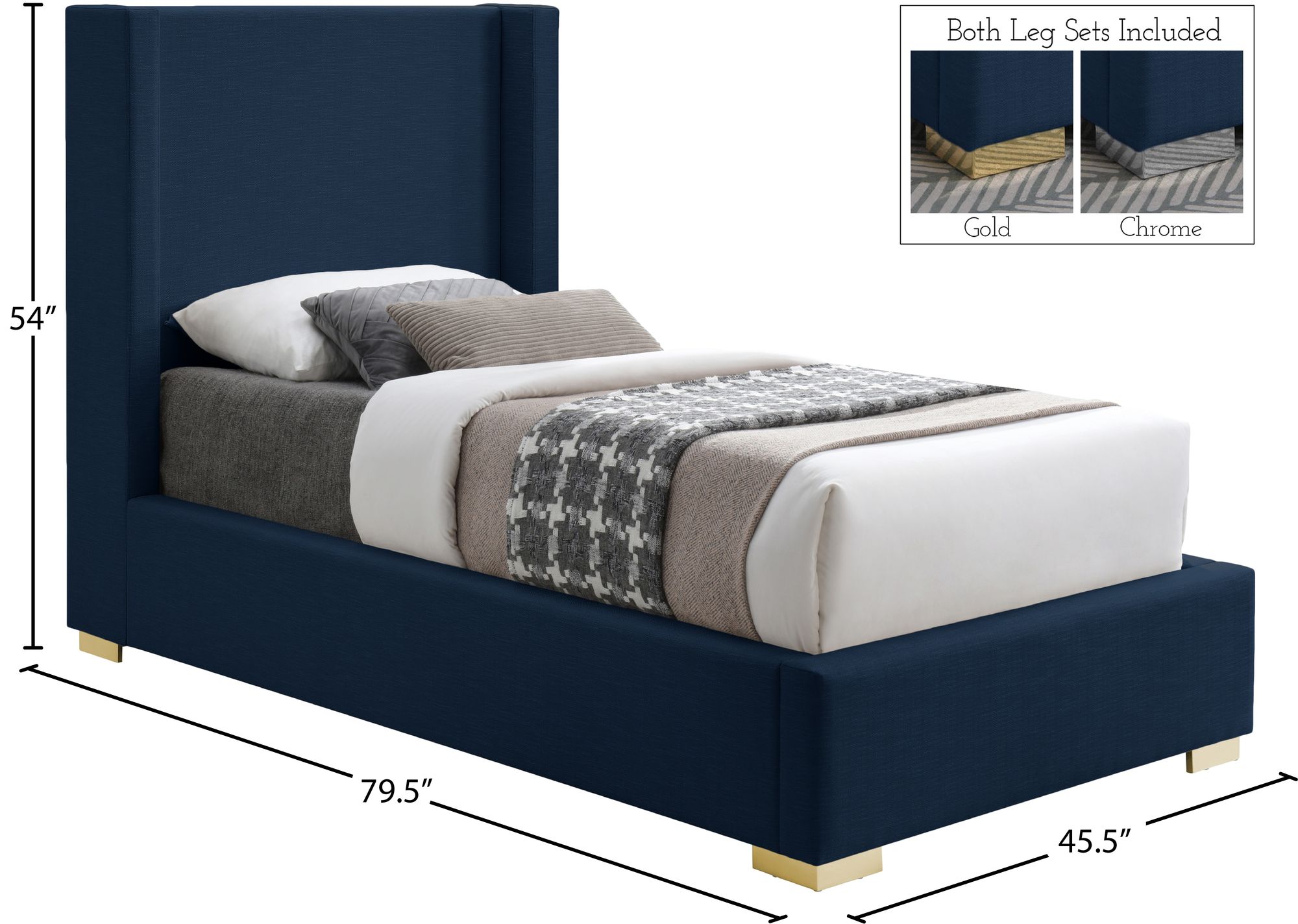 Royce Linen Fabric Twin Size Bed
