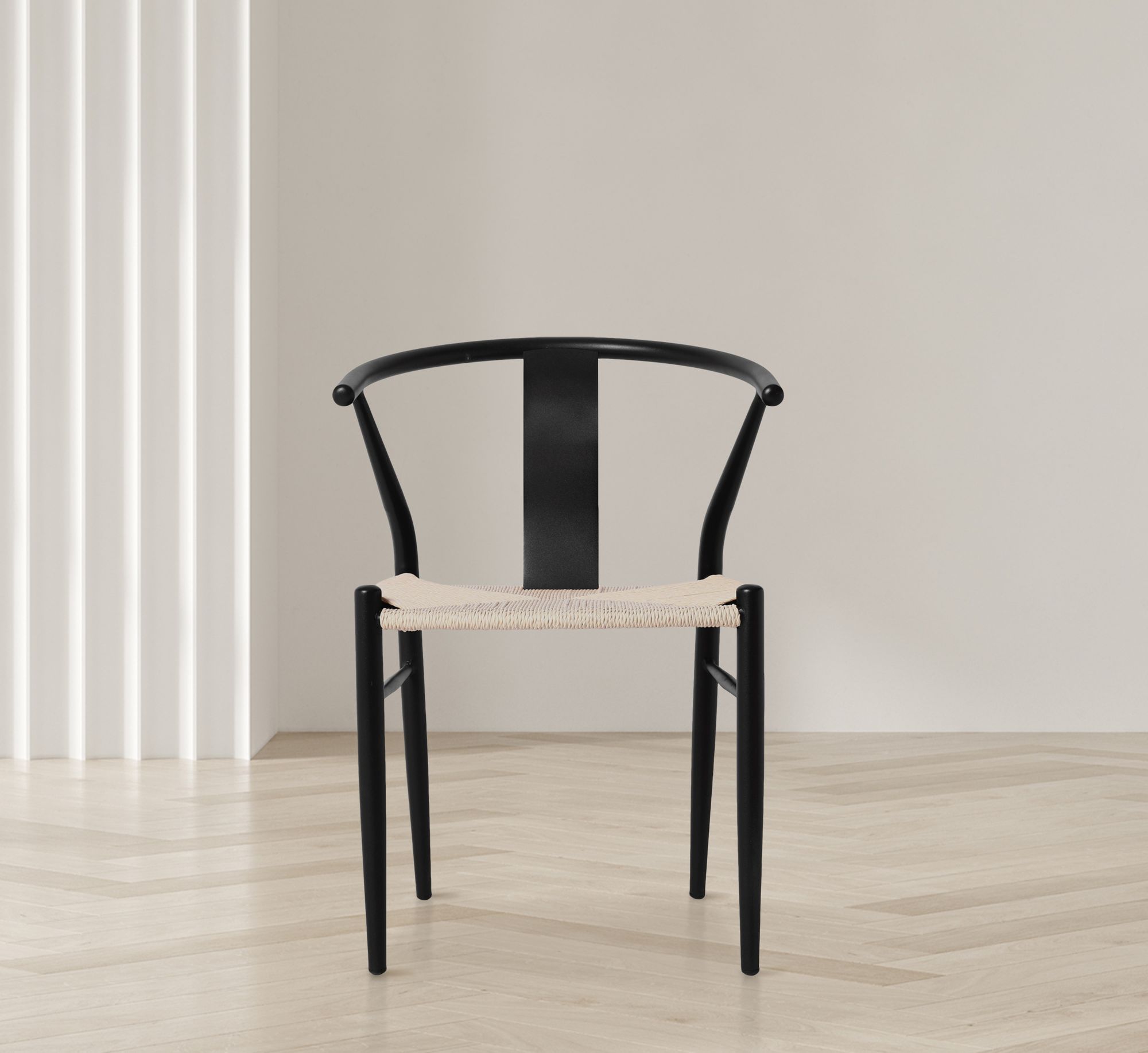 Beck Dining Chair with Matte Black Metal Legs & Frame