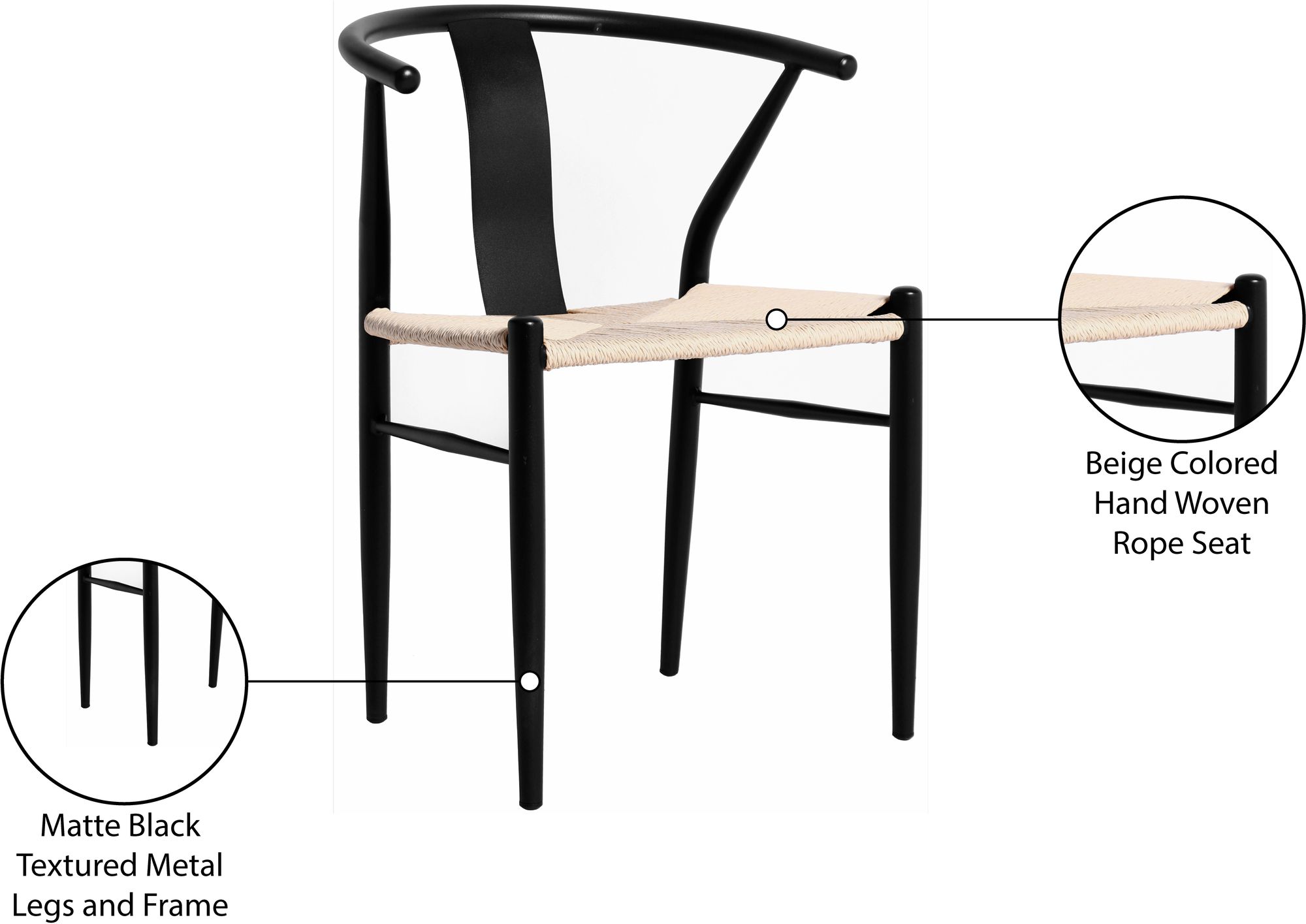 Beck Dining Chair with Metal Legs & Frame