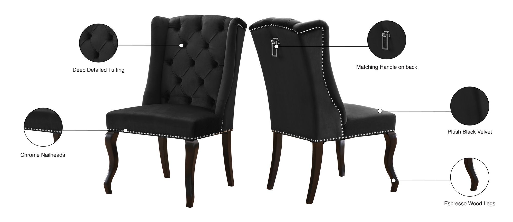 Suri Velvet Dining Chair with Espresso Wood Legs