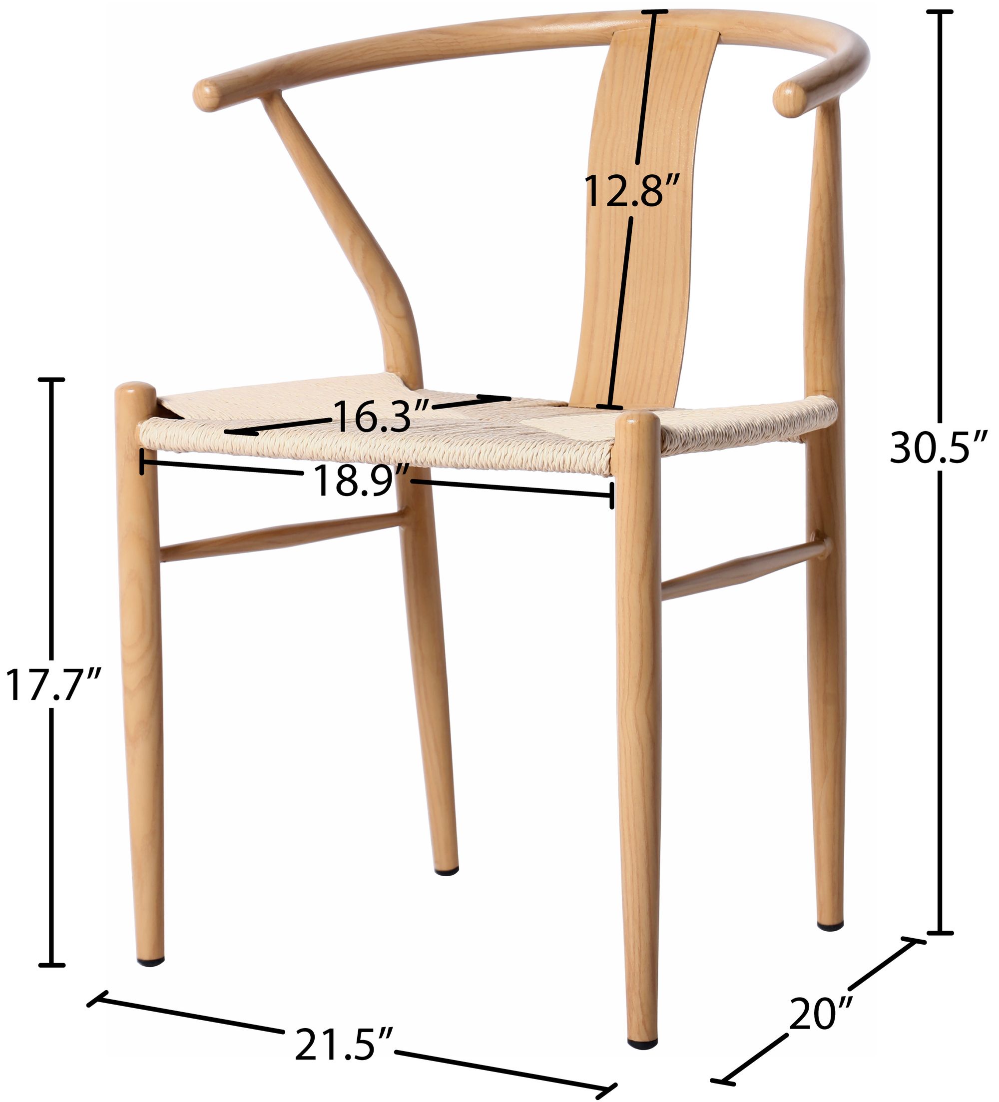 Beck Dining Chair with Matte Black Metal Legs & Frame