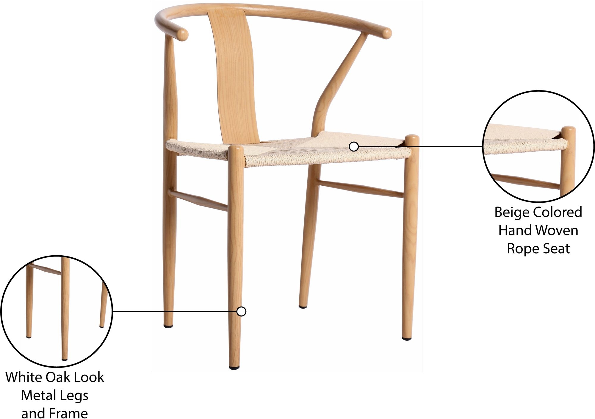 Beck Dining Chair with Metal Legs & Frame