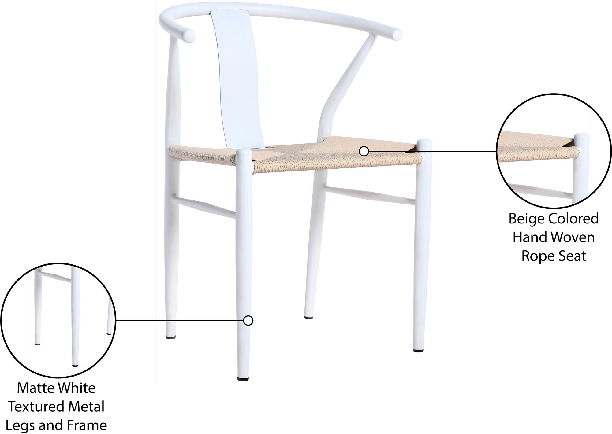 Beck Dining Chair with Matte Black Metal Legs & Frame