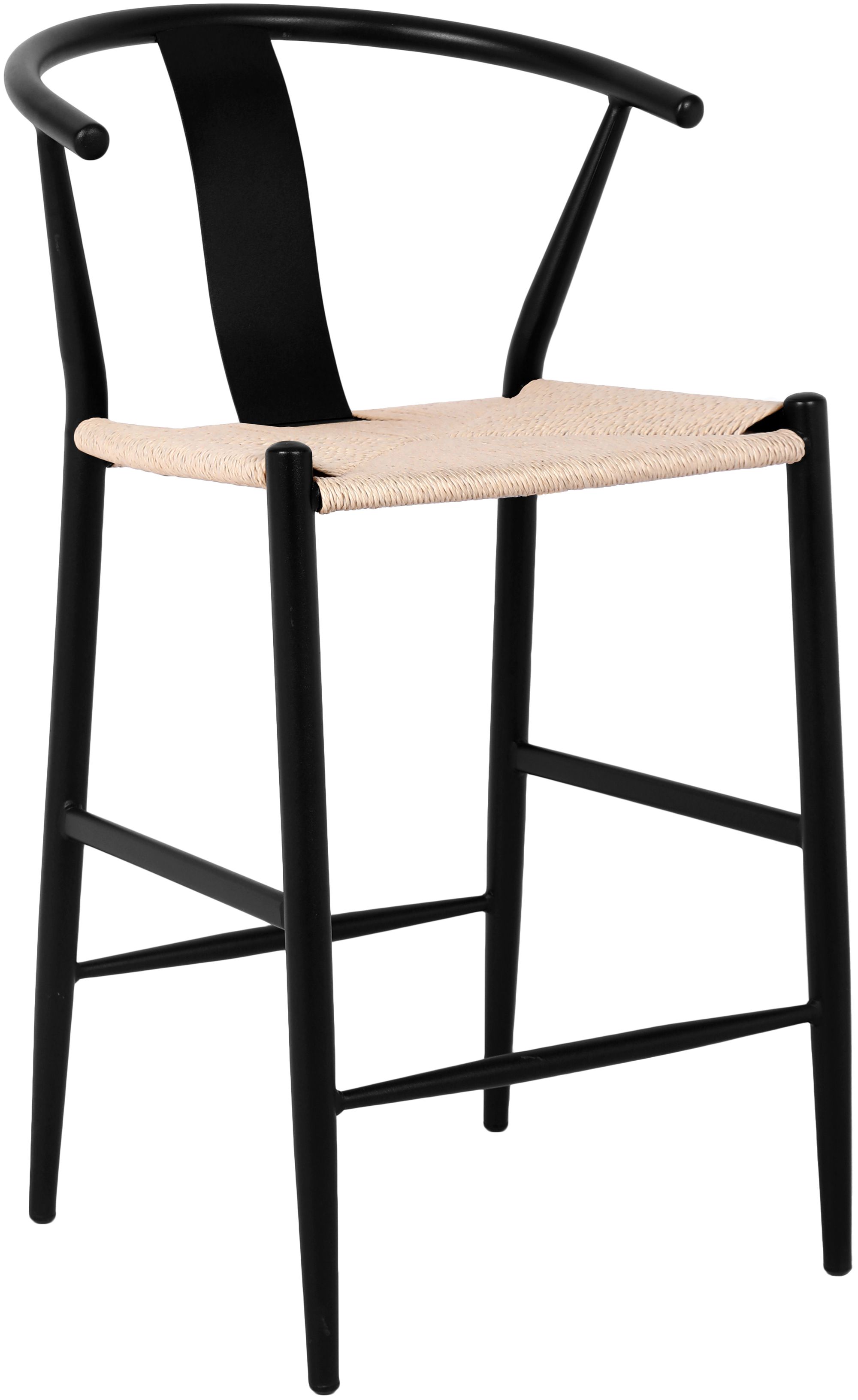 Beck Rope Stool with Matte Black Metal Legs