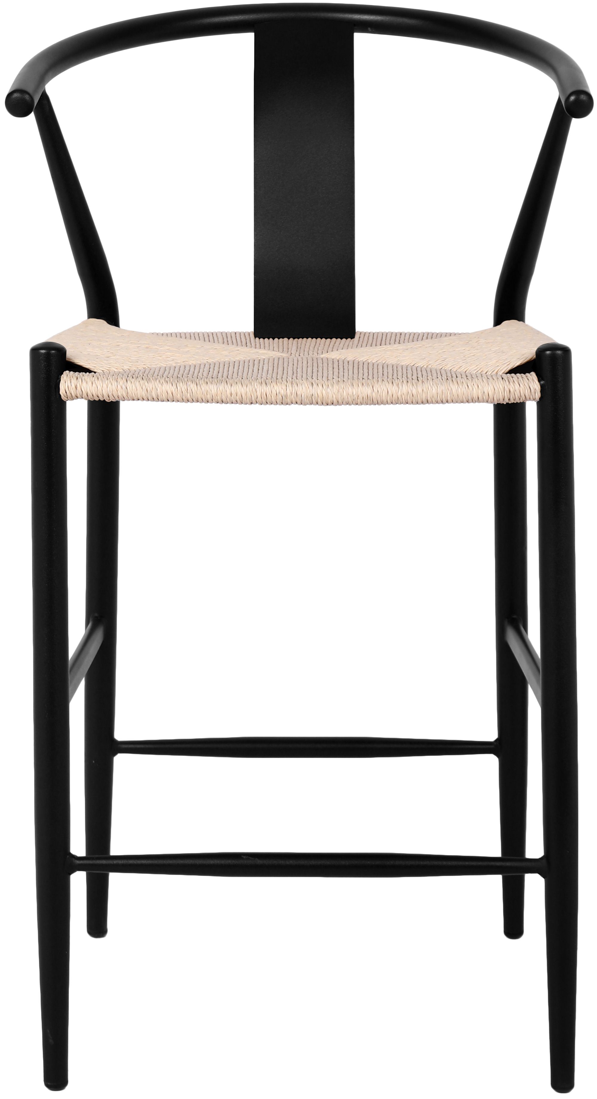 Beck Rope Stool with Matte Black Metal Legs