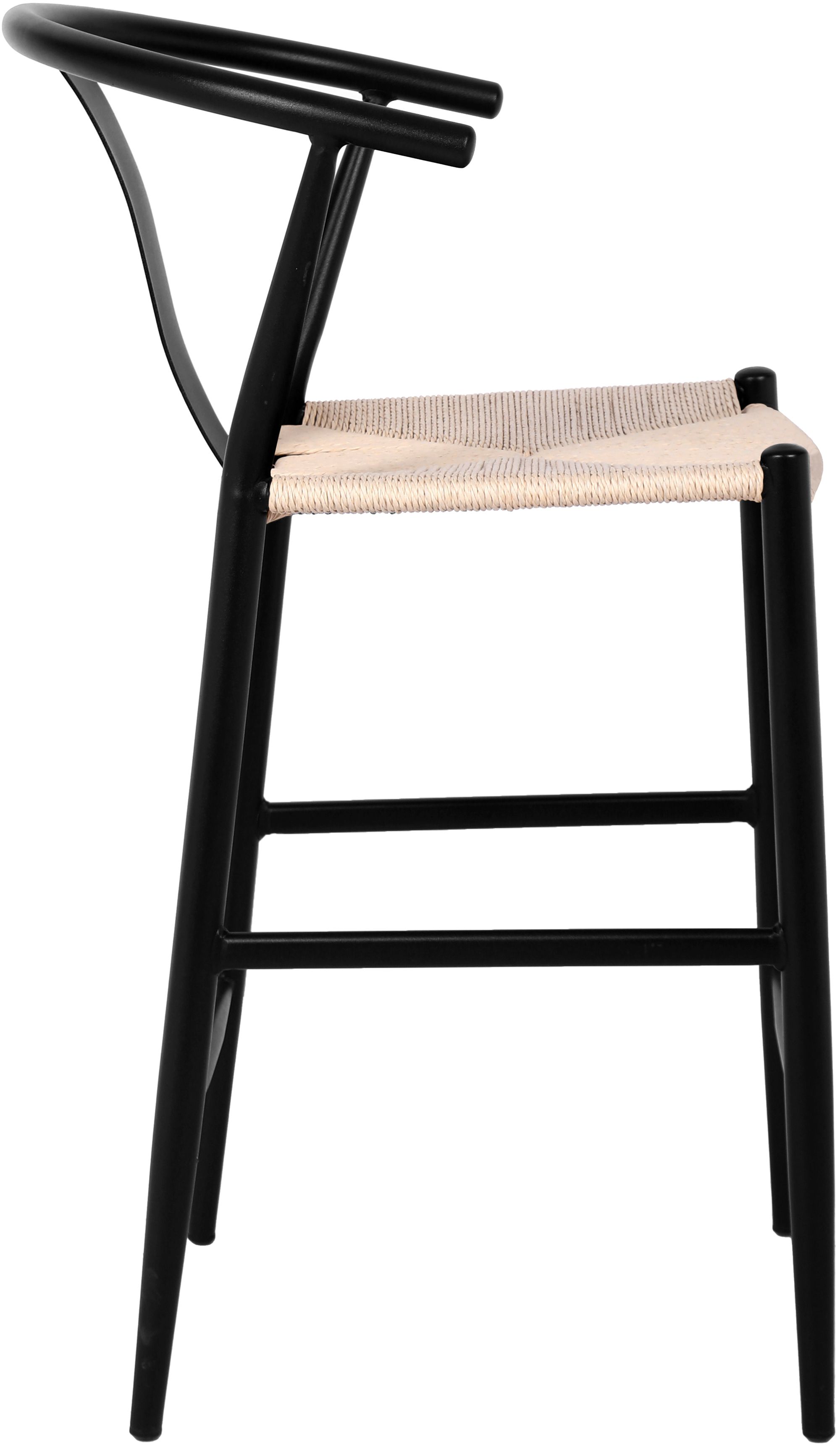 Beck Rope Stool with Matte Black Metal Legs