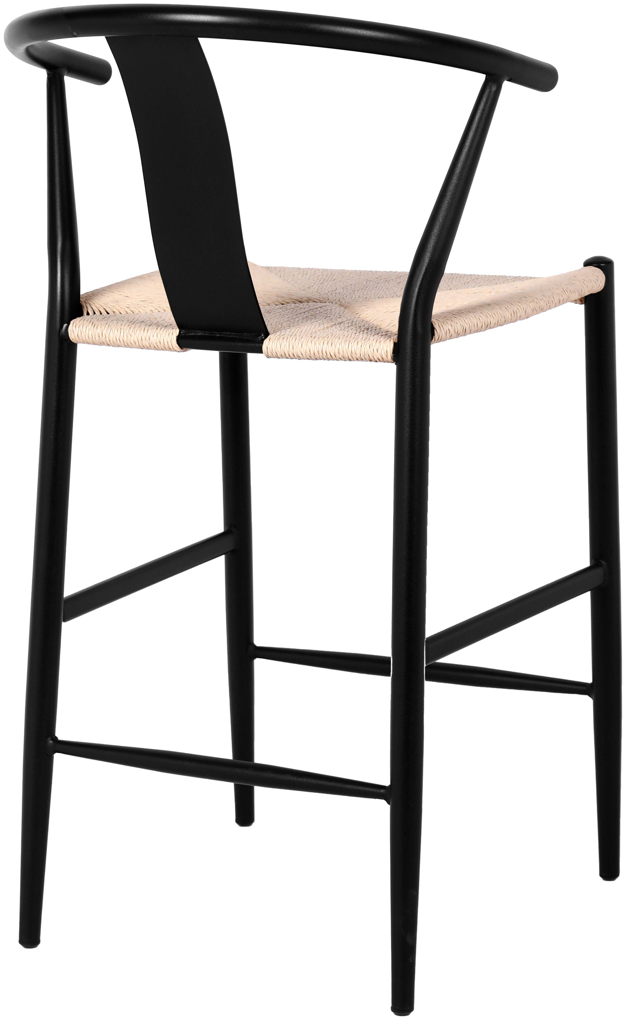 Beck Rope Stool with Matte Black Metal Legs