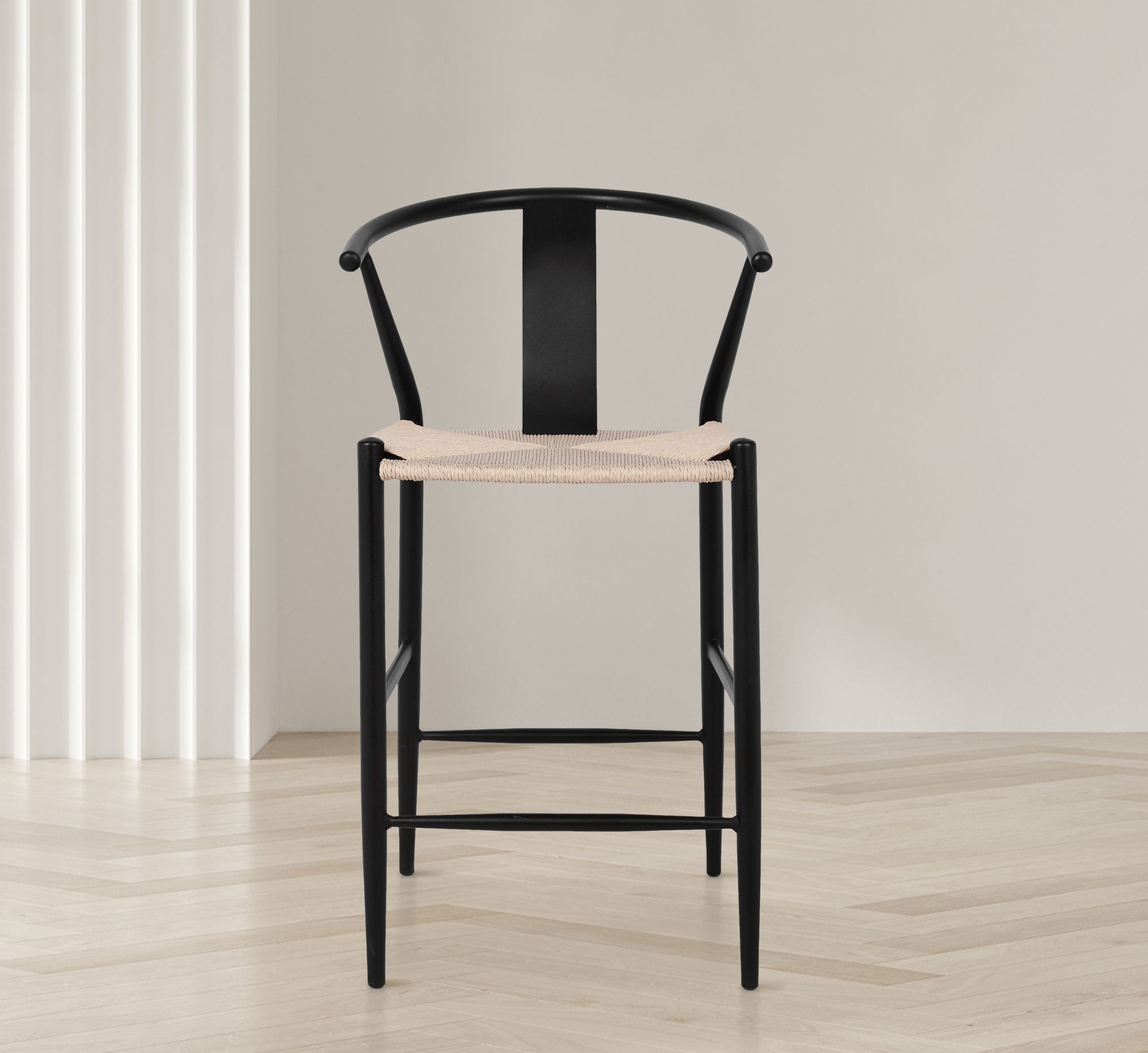 Beck Rope Stool with Matte Black Metal Legs