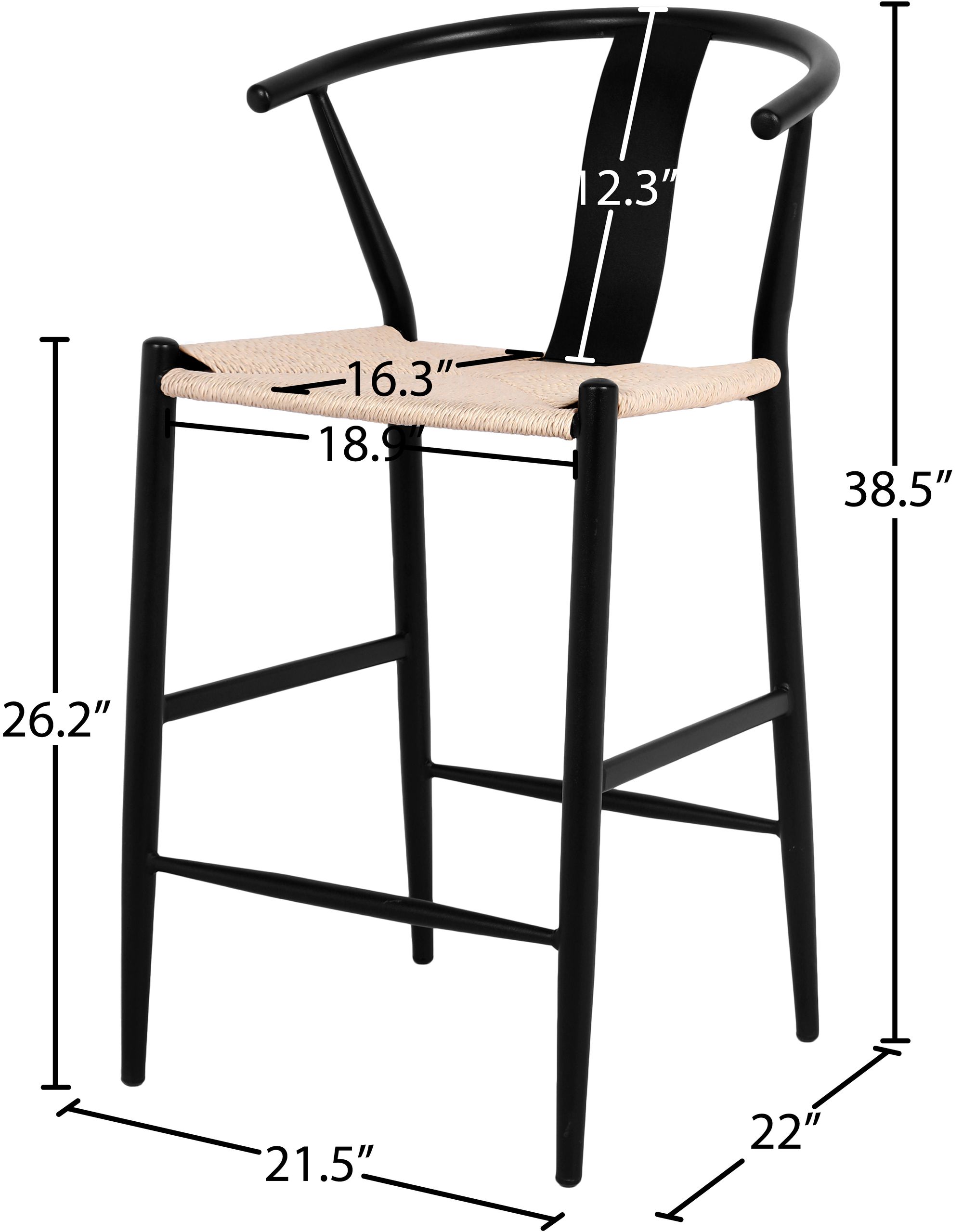Beck Rope Stool with Matte Black Metal Legs