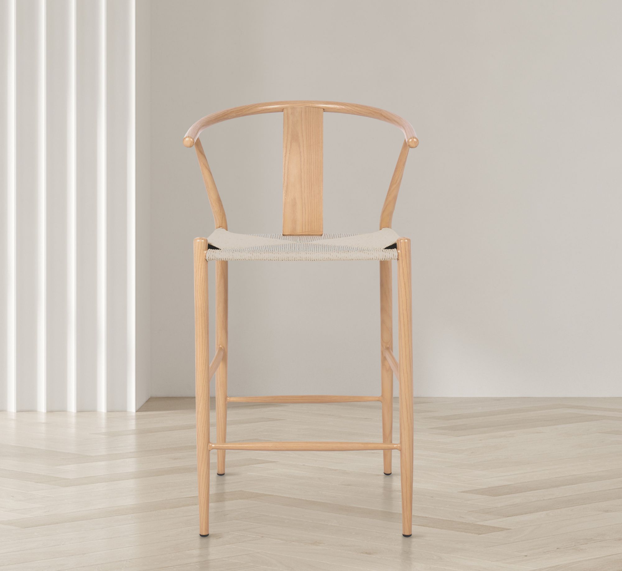 Beck Rope Stool with White Oak Look Metal Legs