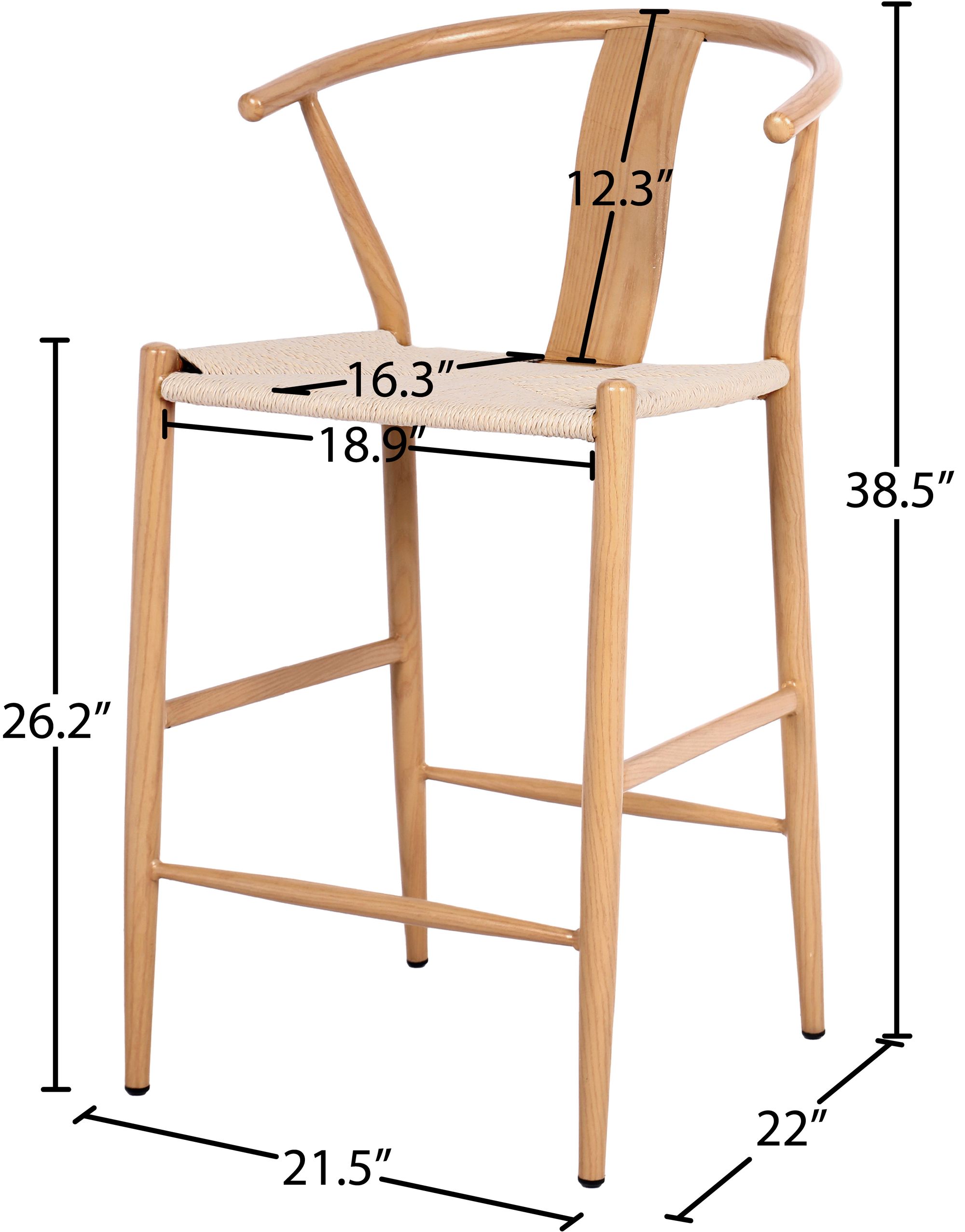 Beck Rope Stool with White Oak Look Metal Legs