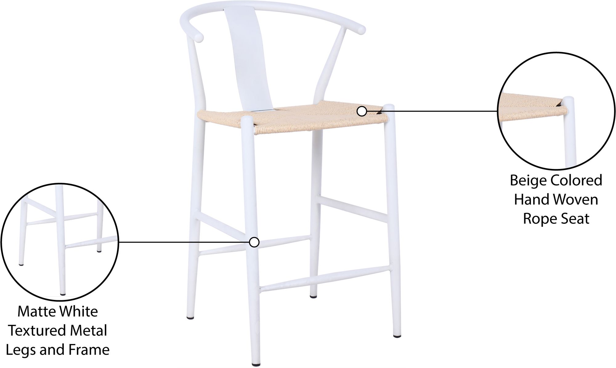 Beck Rope Stool with Metal Legs