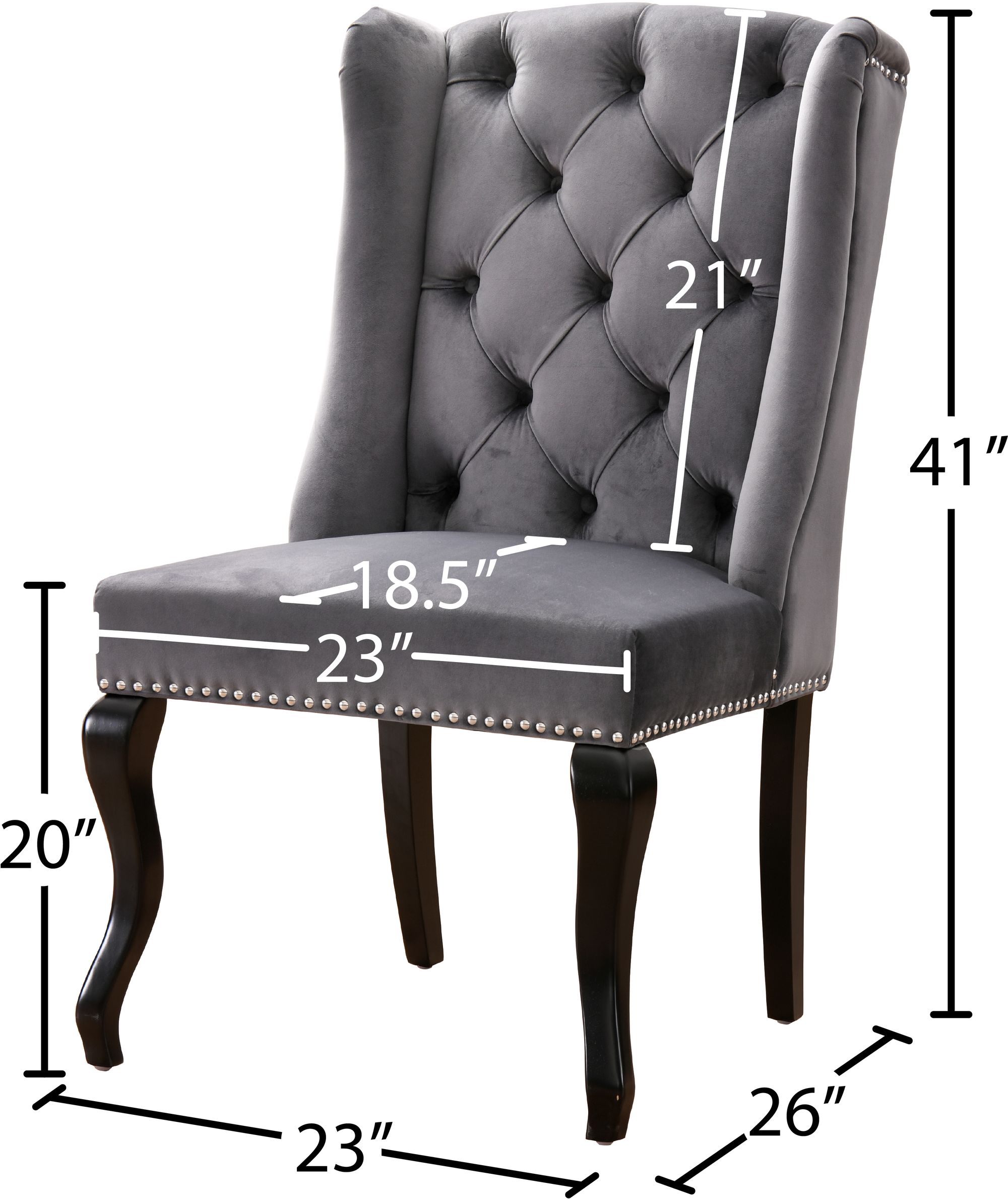 Suri Velvet Dining Chair with Espresso Wood Legs