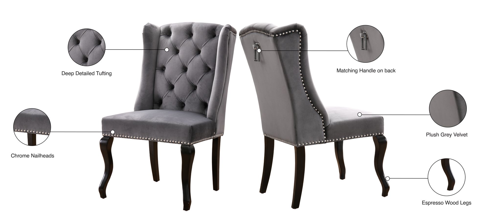 Suri Velvet Dining Chair with Espresso Wood Legs