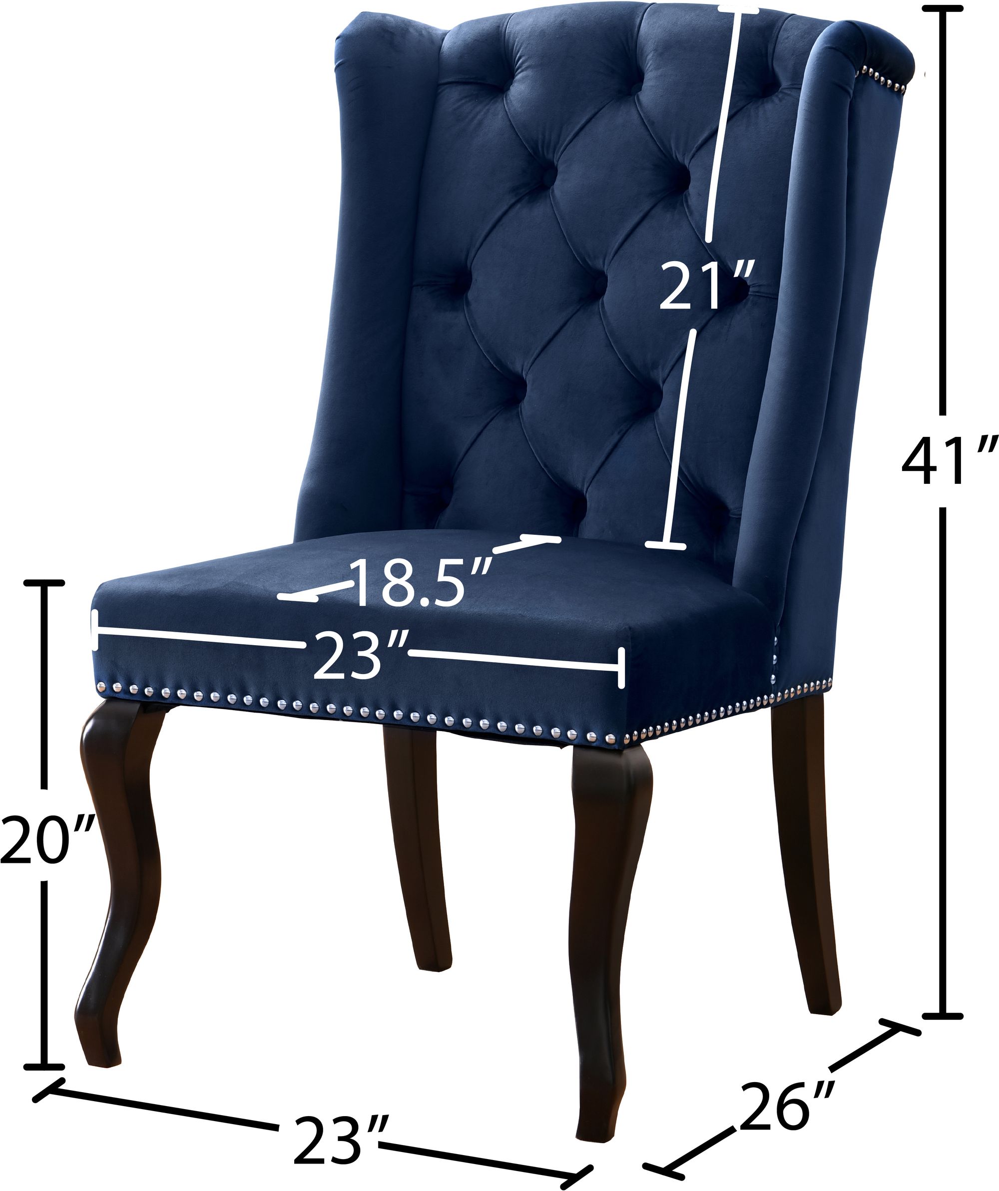 Suri Velvet Dining Chair with Espresso Wood Legs