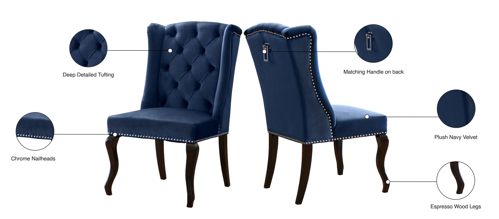 Suri Velvet Dining Chair with Espresso Wood Legs
