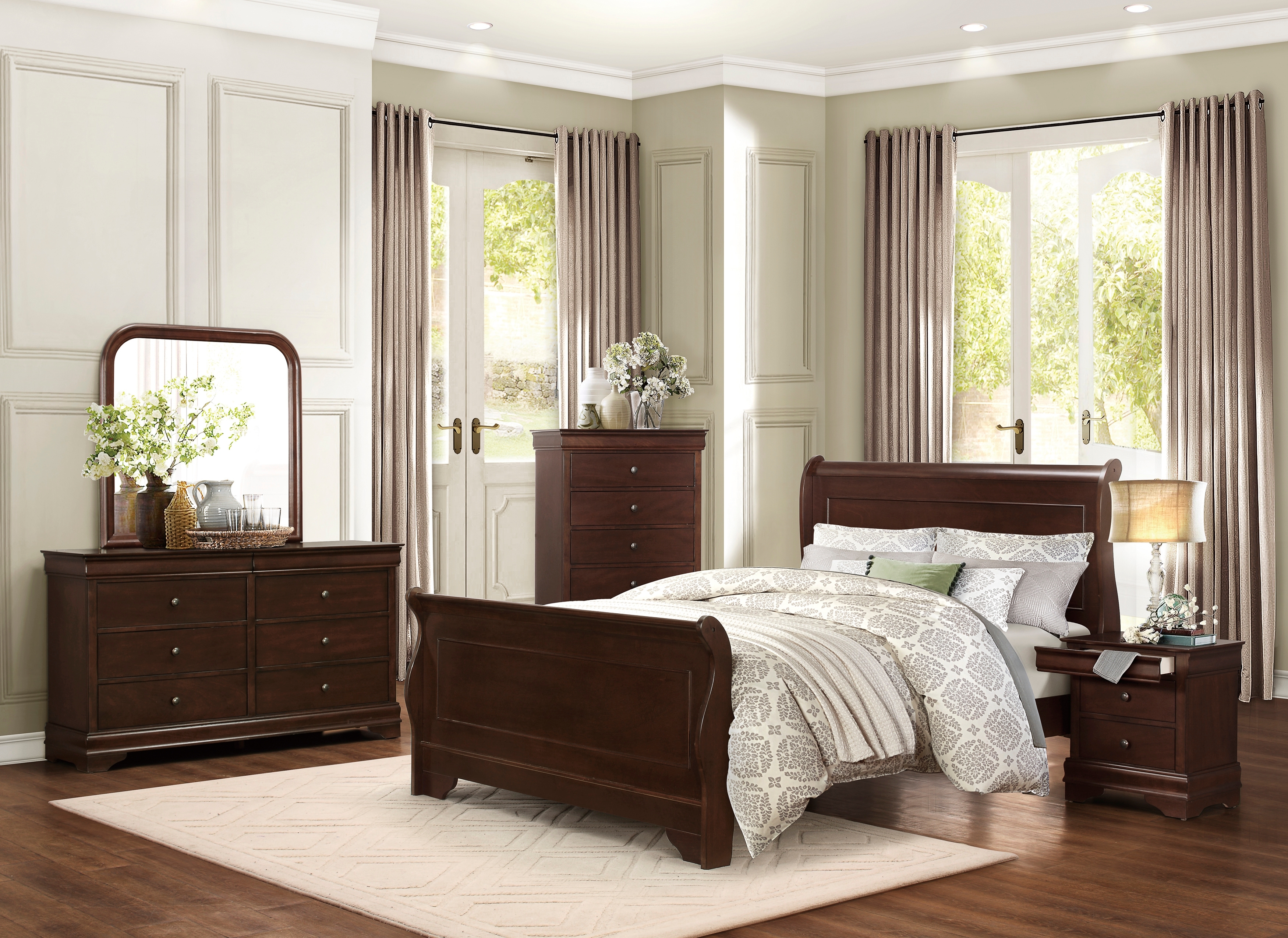 Abbeville Wood/Wood Veneer Sleigh Bed