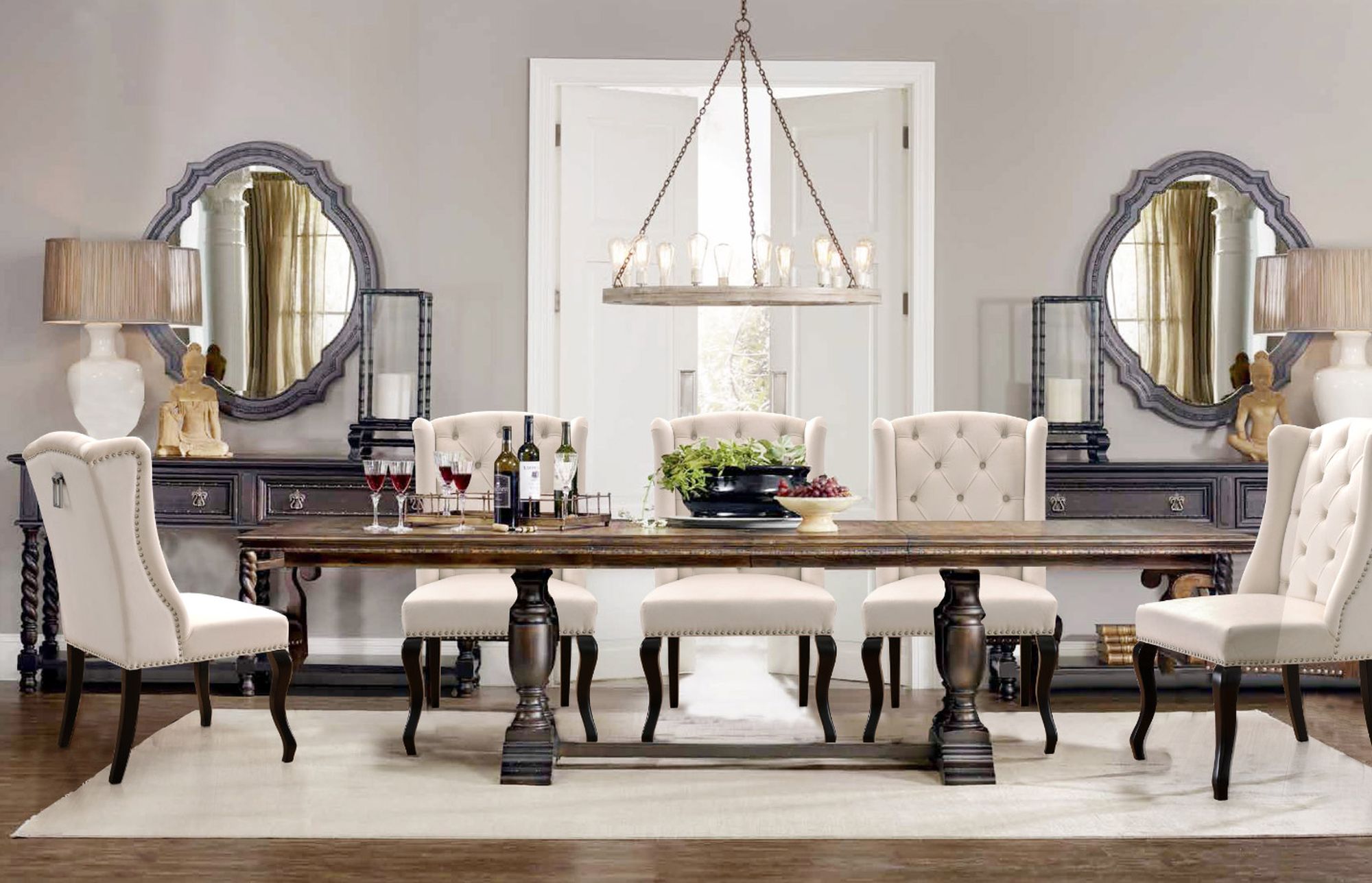 Suri Velvet Dining Chair with Espresso Wood Legs