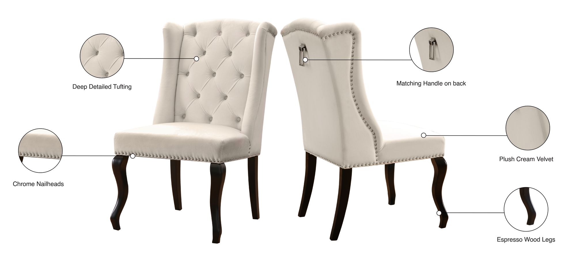 Suri Velvet Dining Chair with Espresso Wood Legs