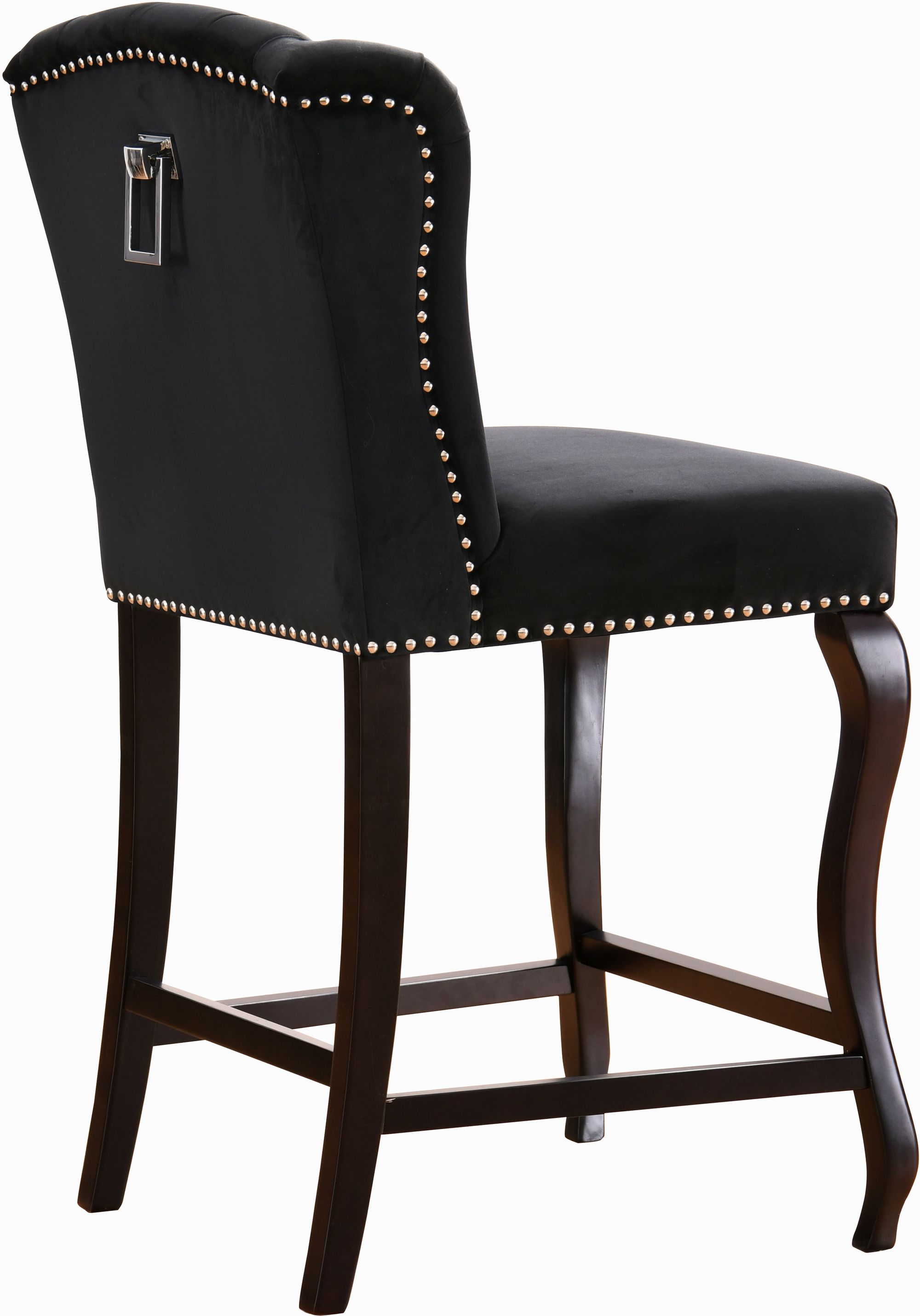 Suri Velvet Counter Stool with Espresso Wood Legs
