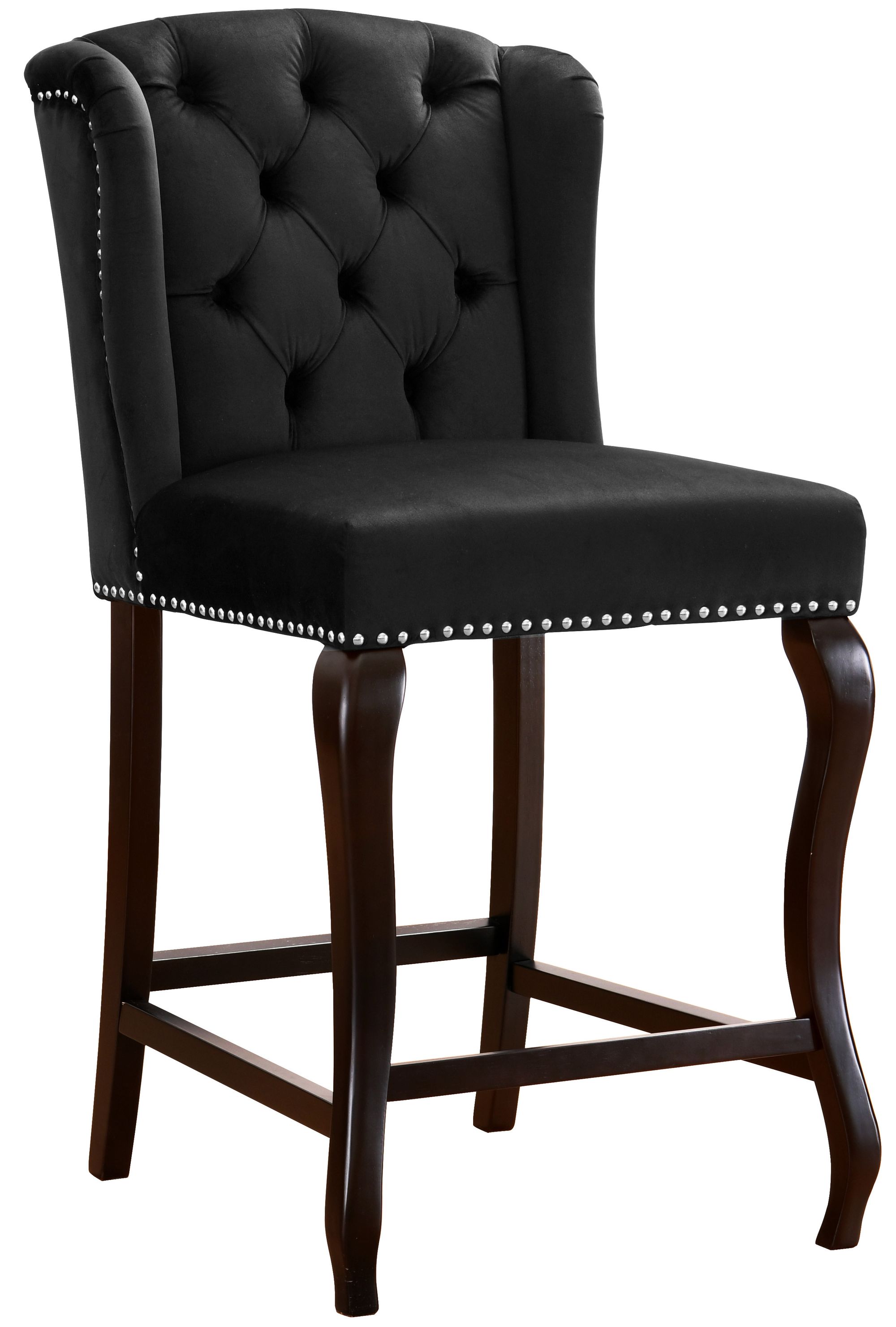 Suri Velvet Counter Stool with Espresso Wood Legs