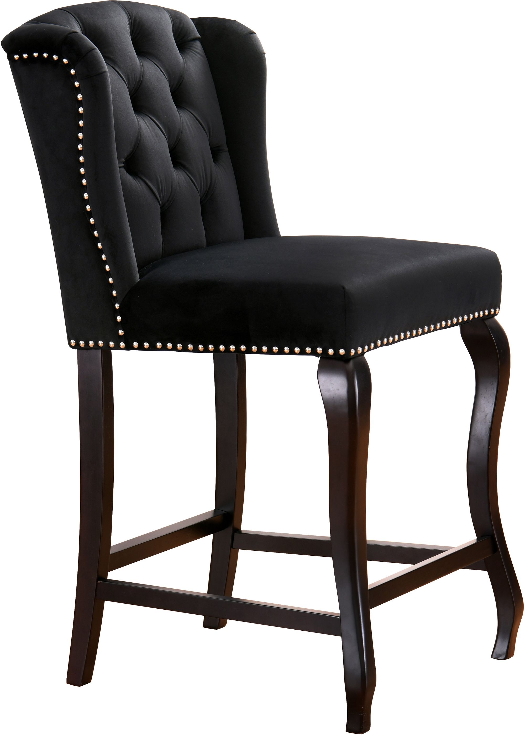Suri Velvet Counter Stool with Espresso Wood Legs