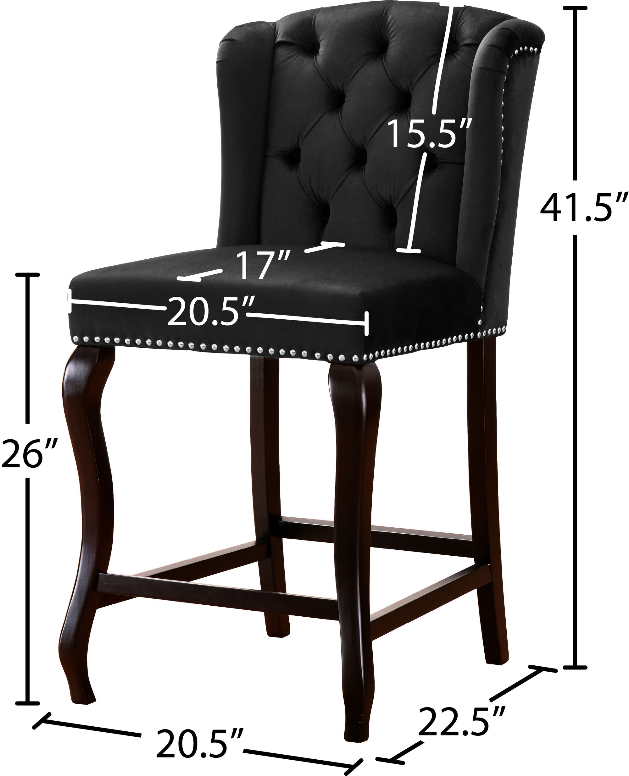 Suri Velvet Counter Stool with Espresso Wood Legs