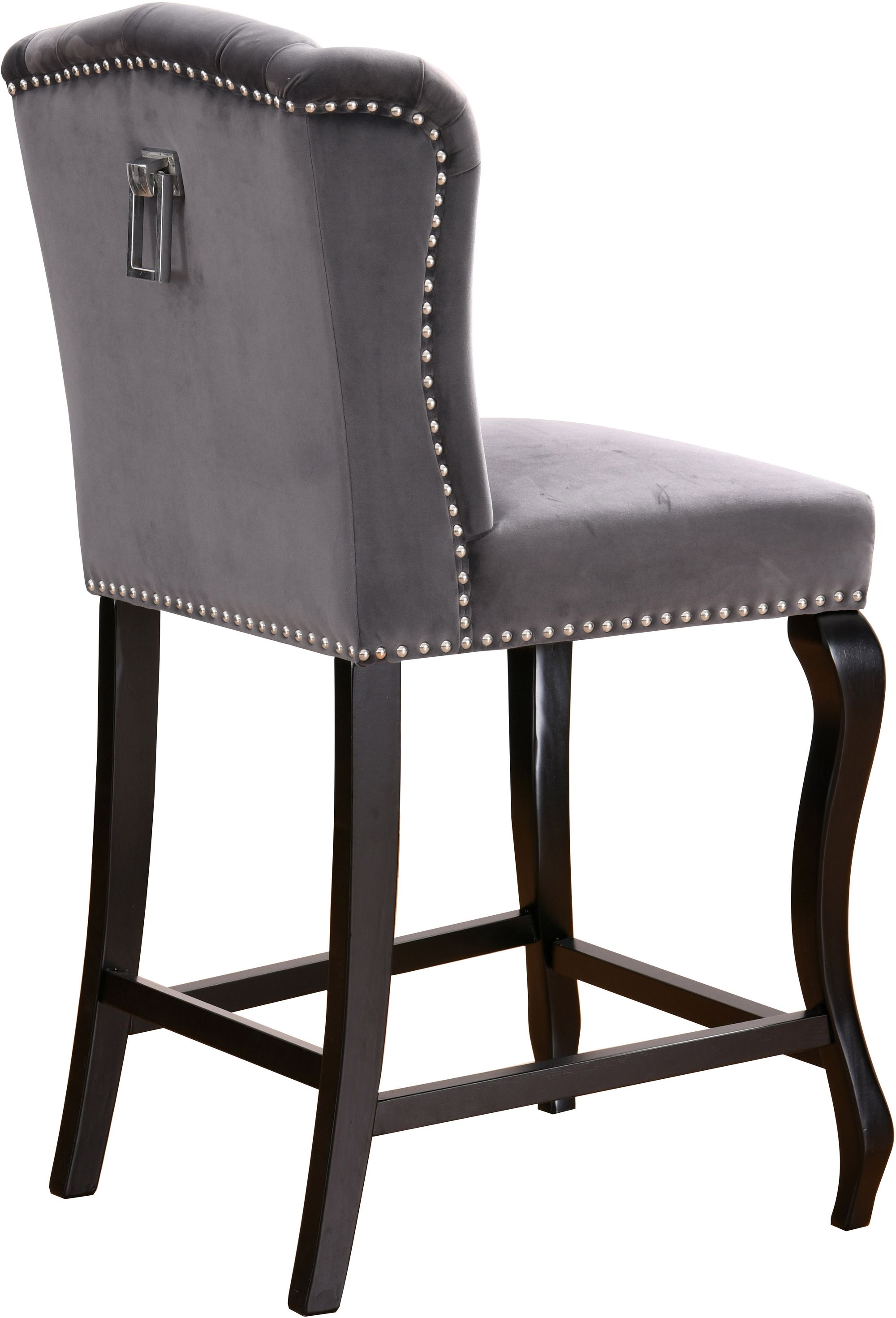 Suri Velvet Counter Stool with Espresso Wood Legs