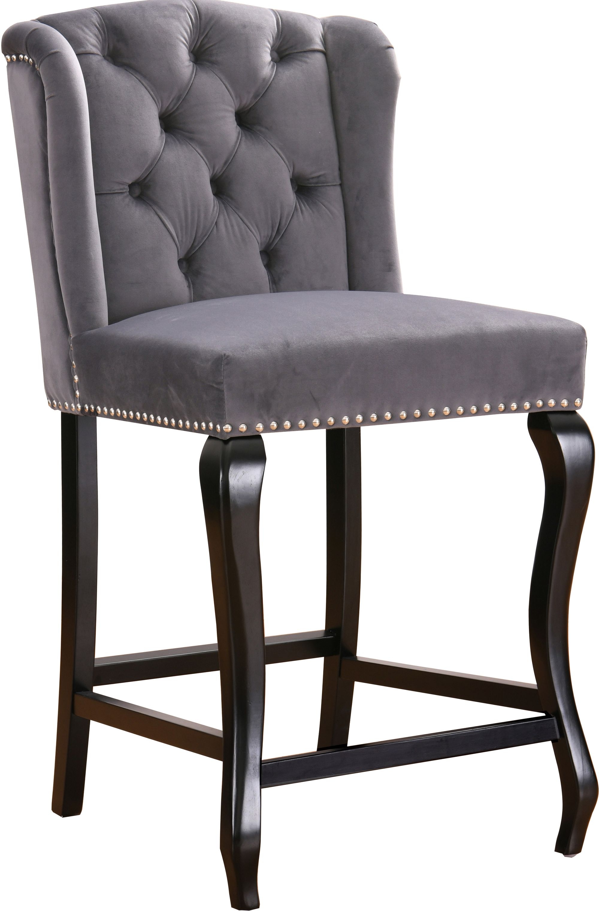 Suri Velvet Counter Stool with Espresso Wood Legs