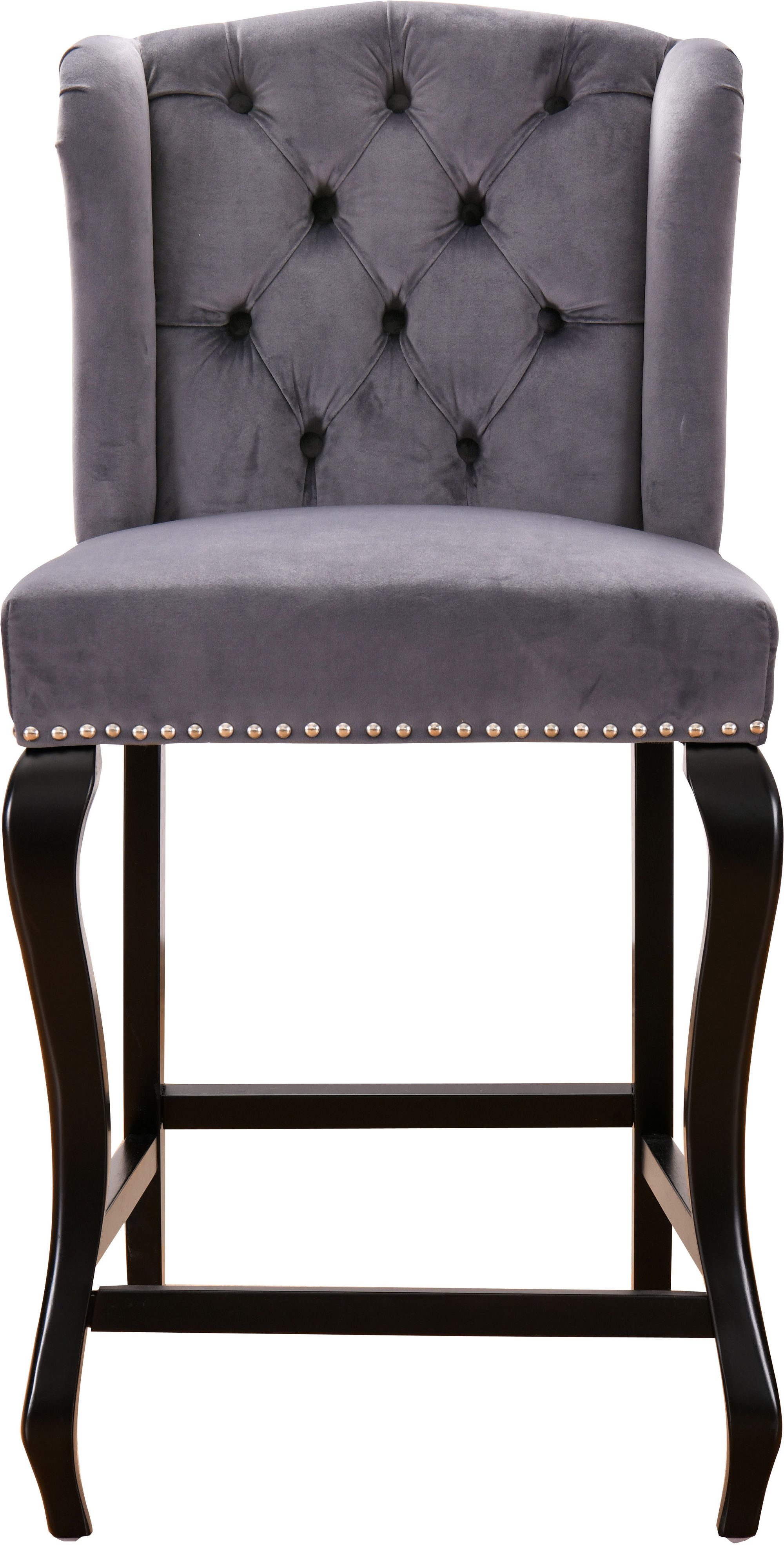 Suri Velvet Counter Stool with Espresso Wood Legs