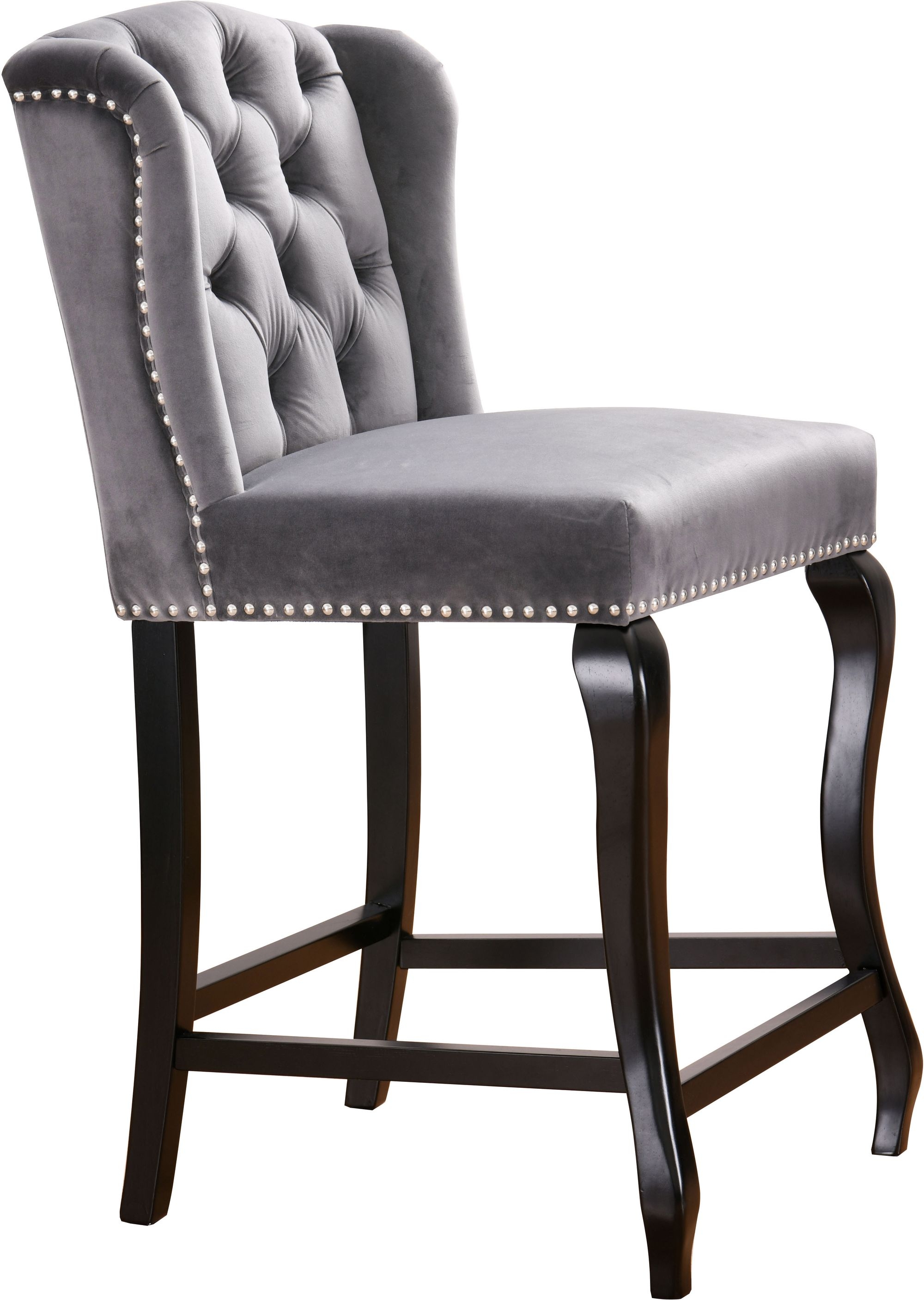Suri Velvet Counter Stool with Espresso Wood Legs